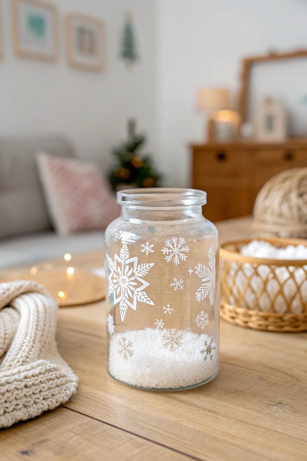 Transform your tip jar into a winter wonderland with simple elegance and a touch of magic.