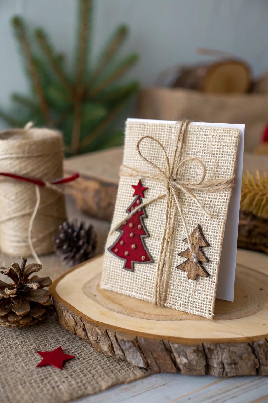 Embrace the rustic charm of the season with a handcrafted Christmas card that brings the cozy allure of the woods into your home.