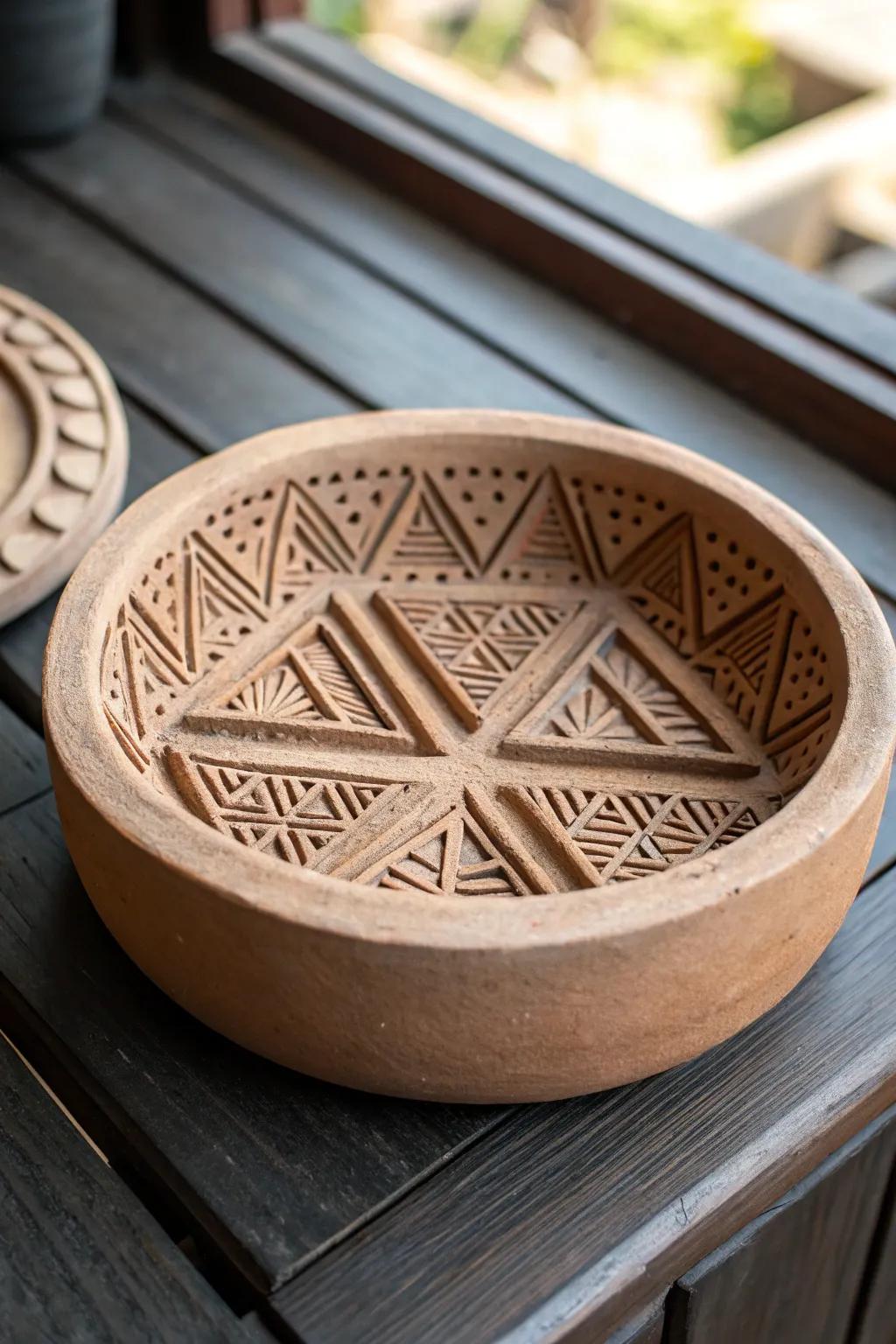 Elevate your space with this artisan-crafted geometric clay ashtray—where modern design meets timeless craftsmanship.