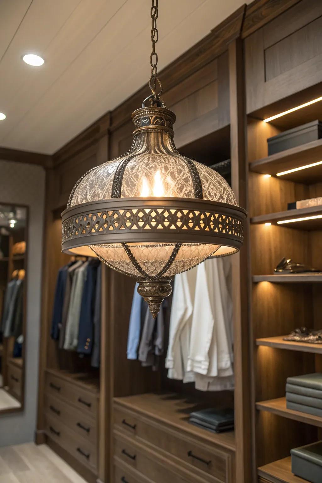 Transform your closet with a striking pendant light that exudes craftsmanship and style.