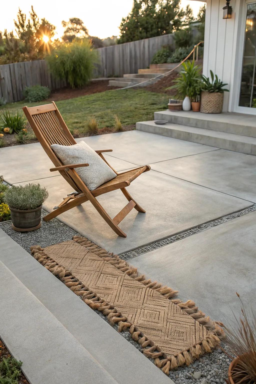 Elevate your outdoor space with handcrafted elegance on a newly resurfaced patio.