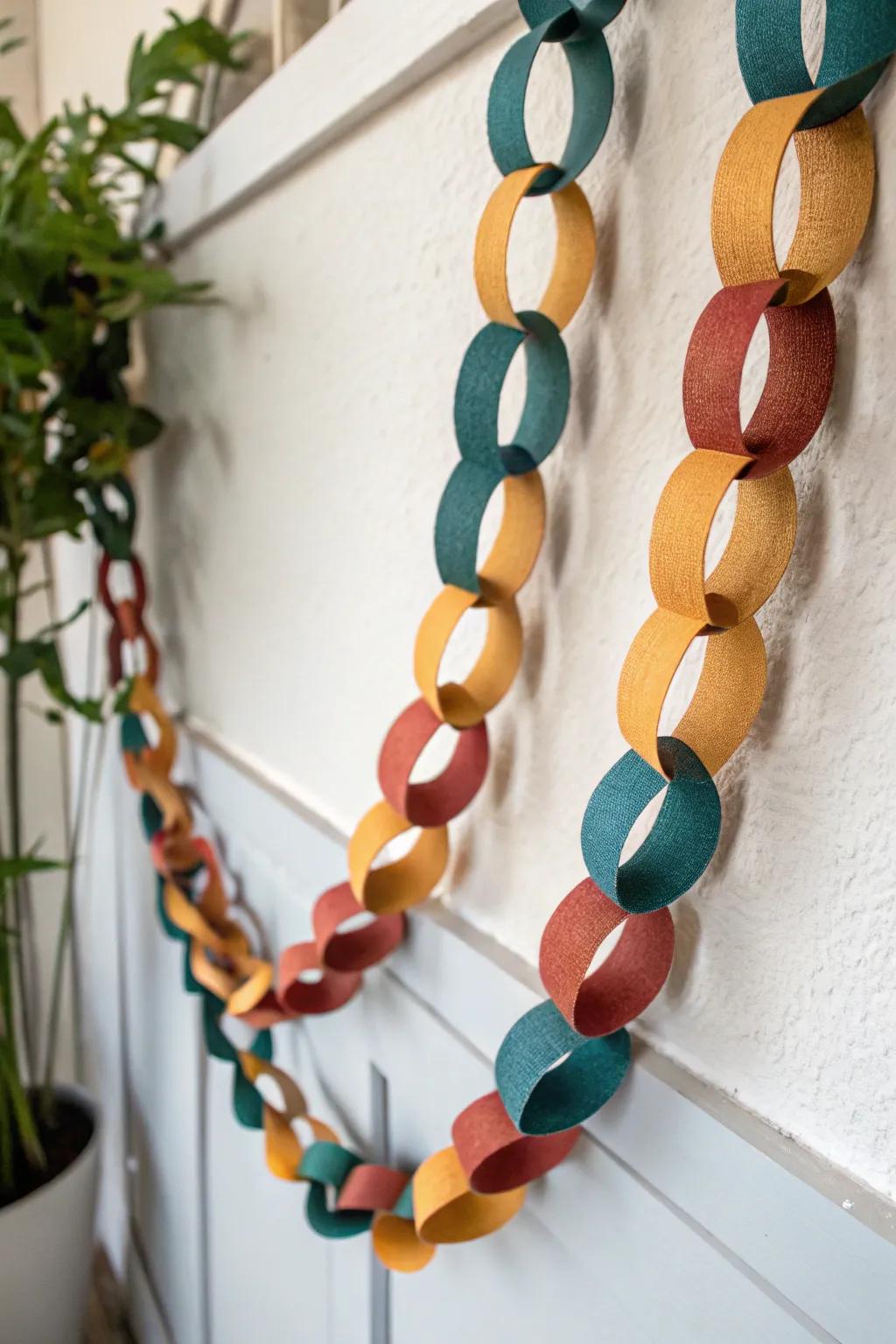 Elevate your decor with a vibrant paper chain garland, where simplicity meets bold, handcrafted beauty.