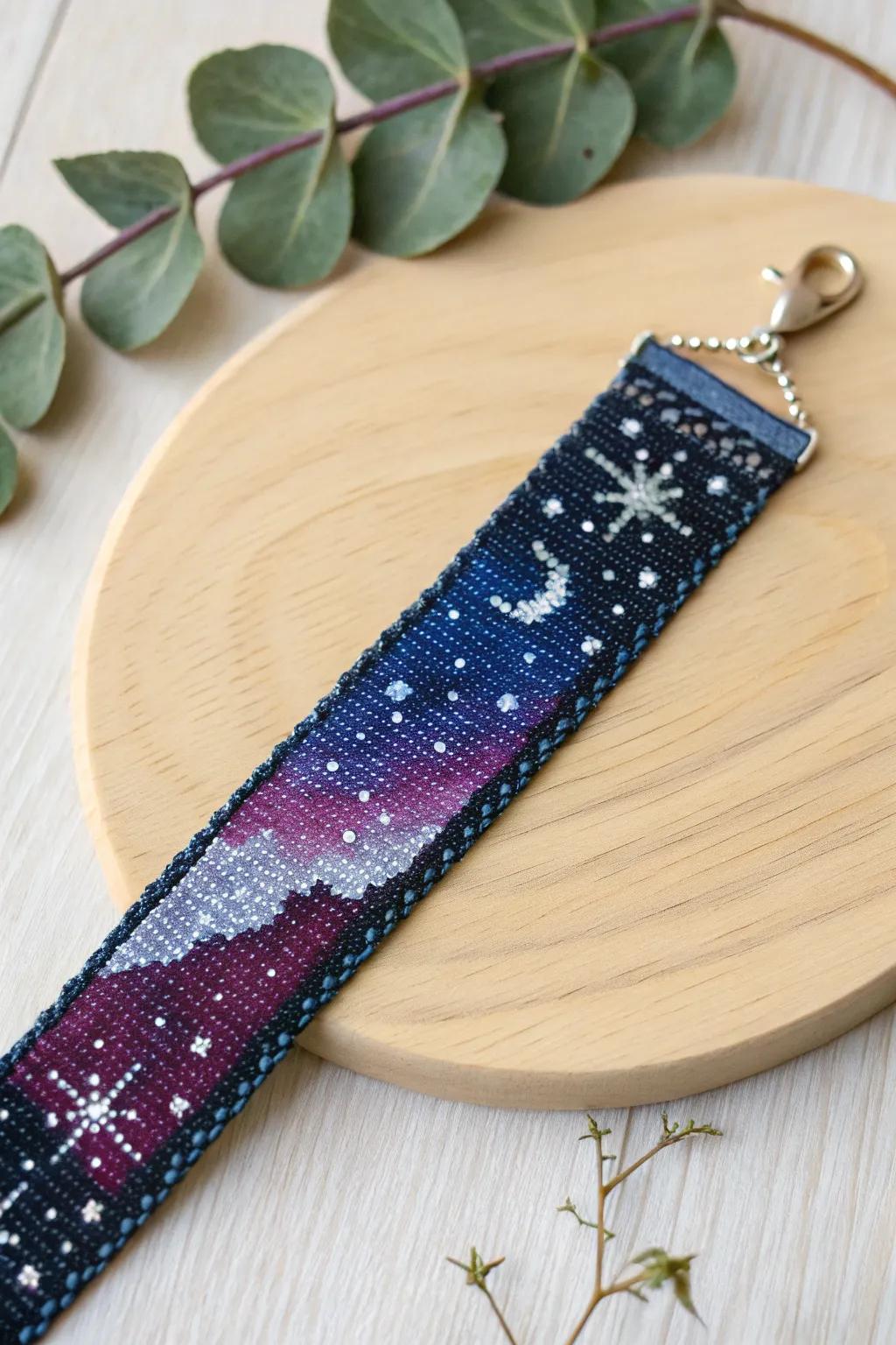 Wear the stars on your wrist with this stunning galaxy cross stitch bracelet. 🌌✨
