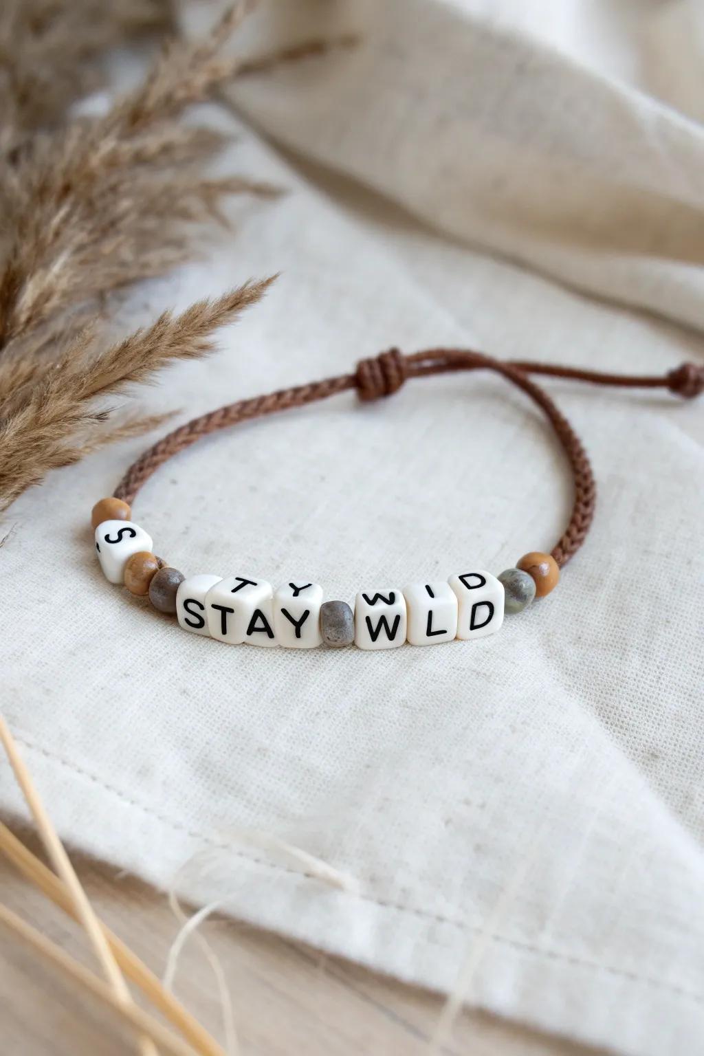 Embrace your inner spirit with a 'Stay Wild' mantra bracelet, where simplicity meets boldness.