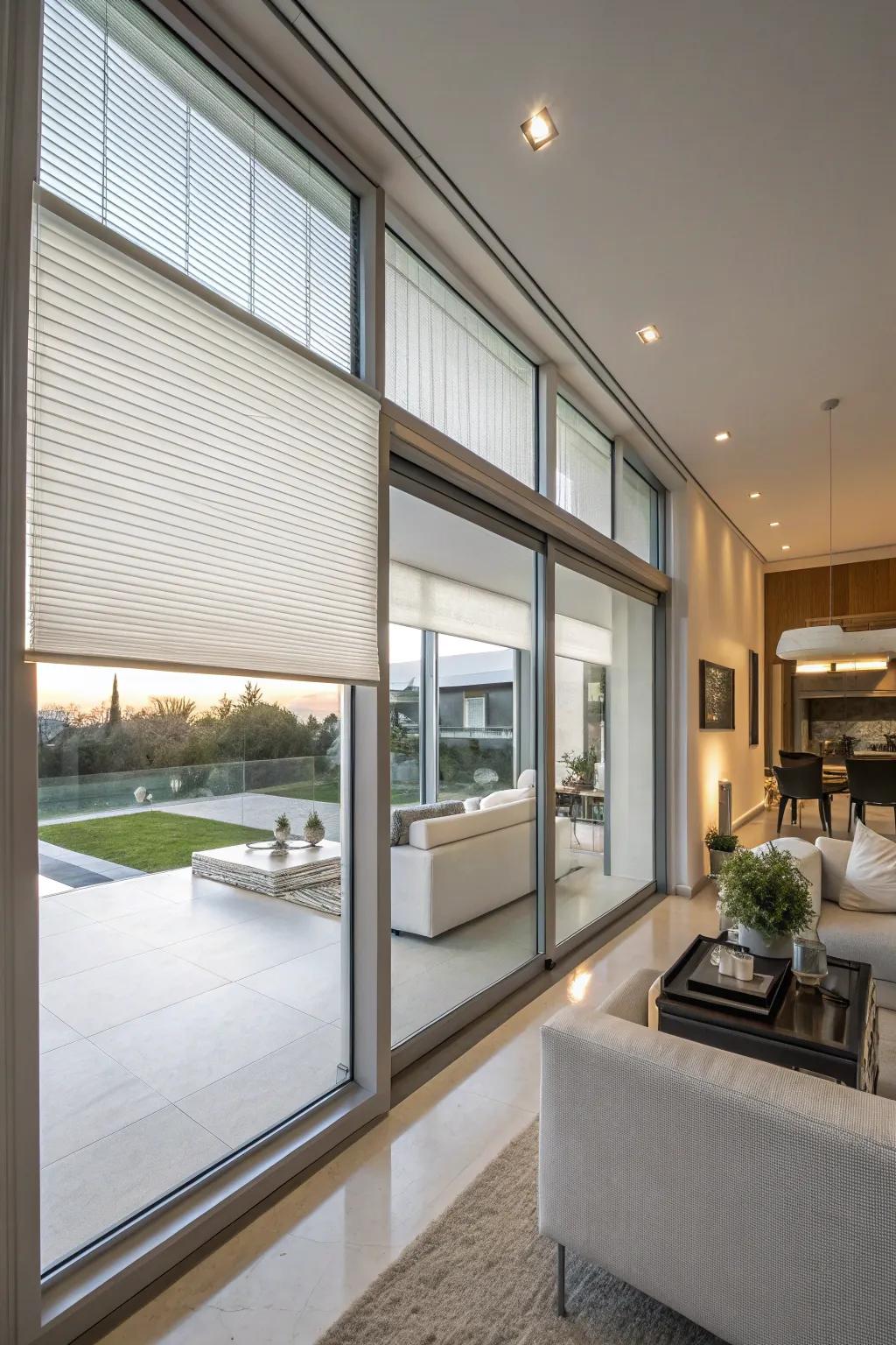 Cellular shades provide energy efficiency and style.