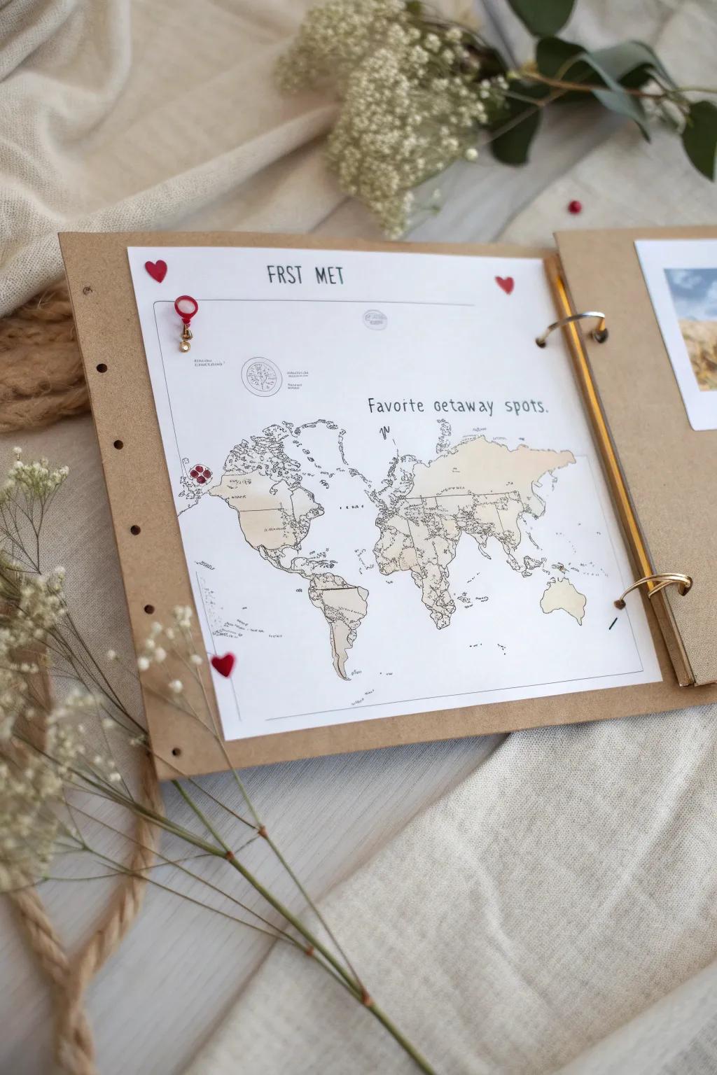 Chart your love story with a map of memories, marking the places that mean the most to you.