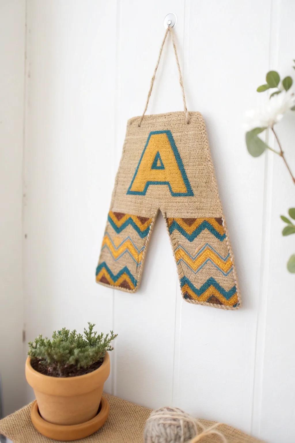 Embrace nostalgia with vintage-inspired burlap wall letters that blend simplicity and bold colors.