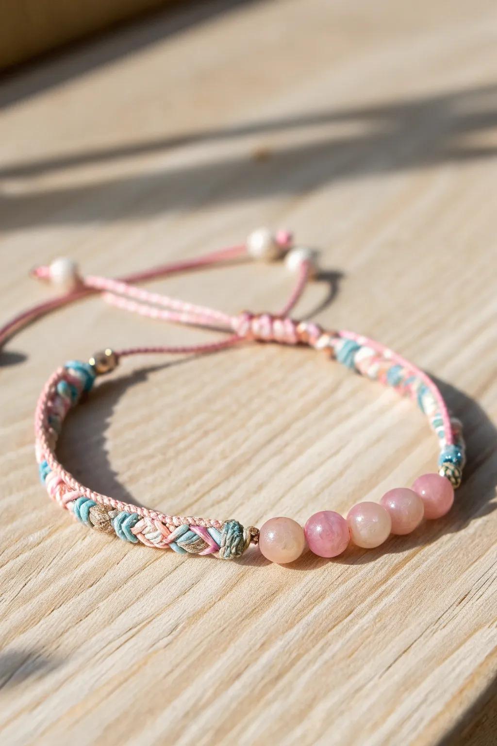 Discover the beauty of bead & thread fusion—a perfect blend of simplicity and texture for your wrist.
