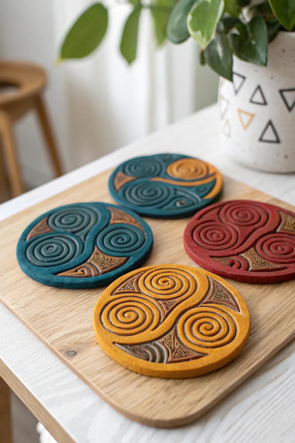 Elevate your decor with these stunning, handcrafted clay coasters that blend bold colors and minimalist design.