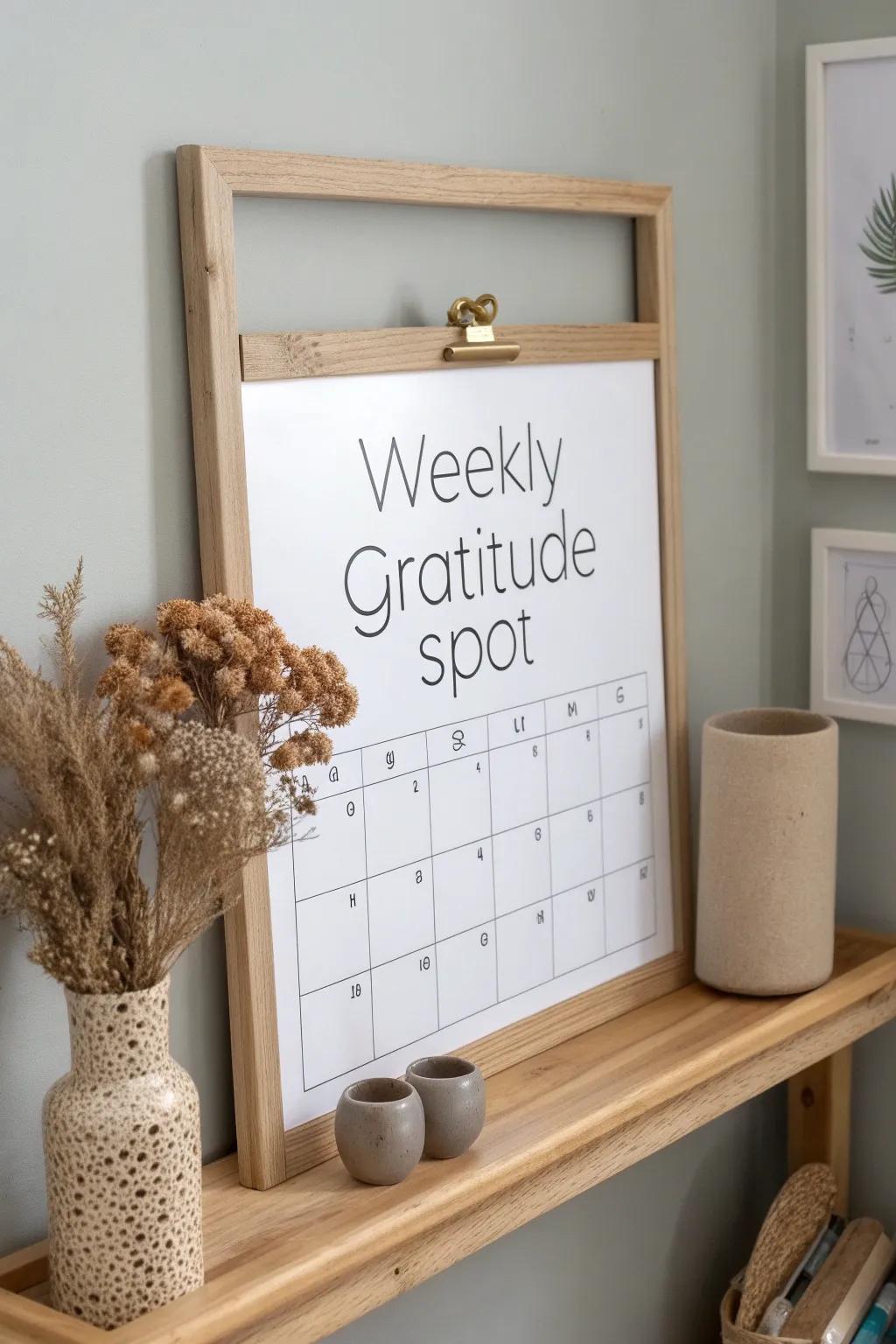 Embrace simplicity and positivity with a minimalist gratitude corner on your calendar. #ScandiBoho #Gratitude