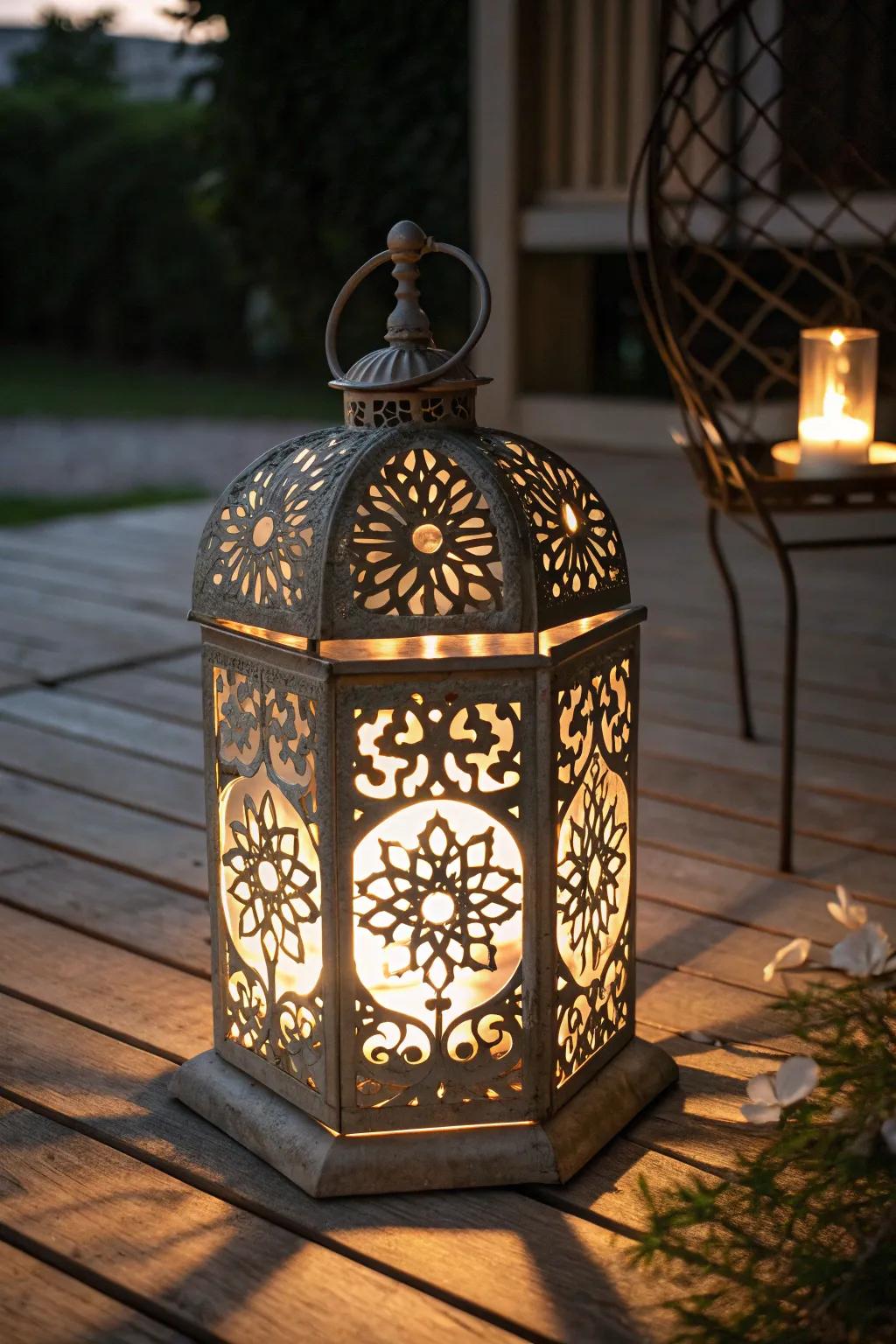 Illuminate your deck with the warm glow of artisan-crafted lanterns.