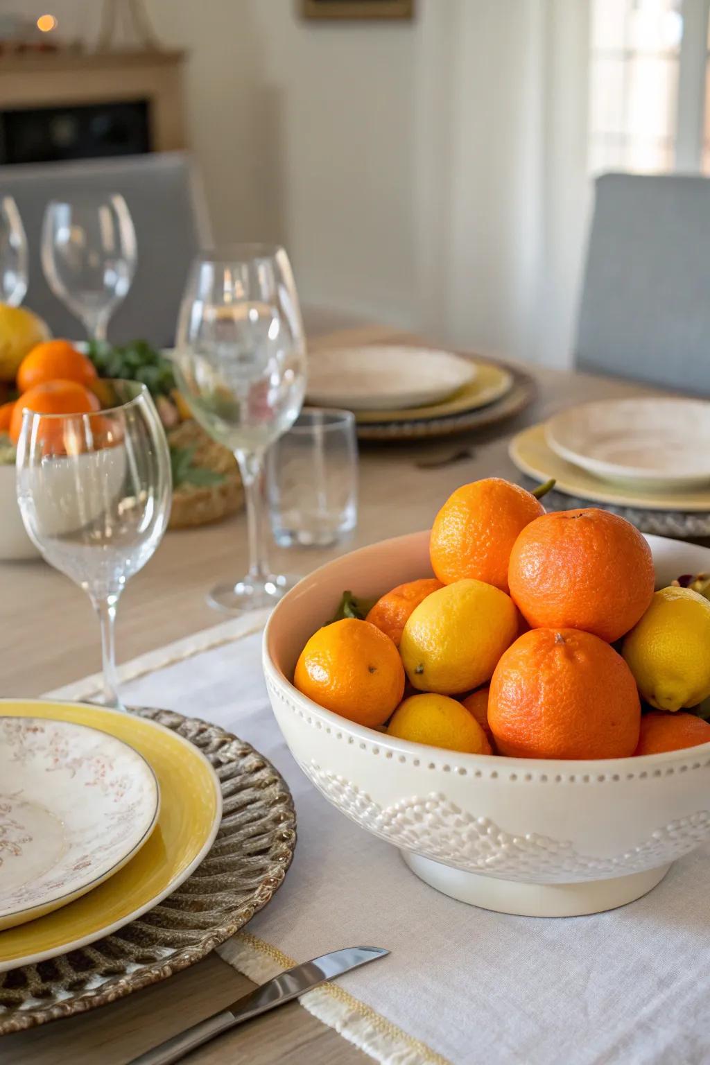 Fresh fruit provides a vibrant and natural centerpiece option.