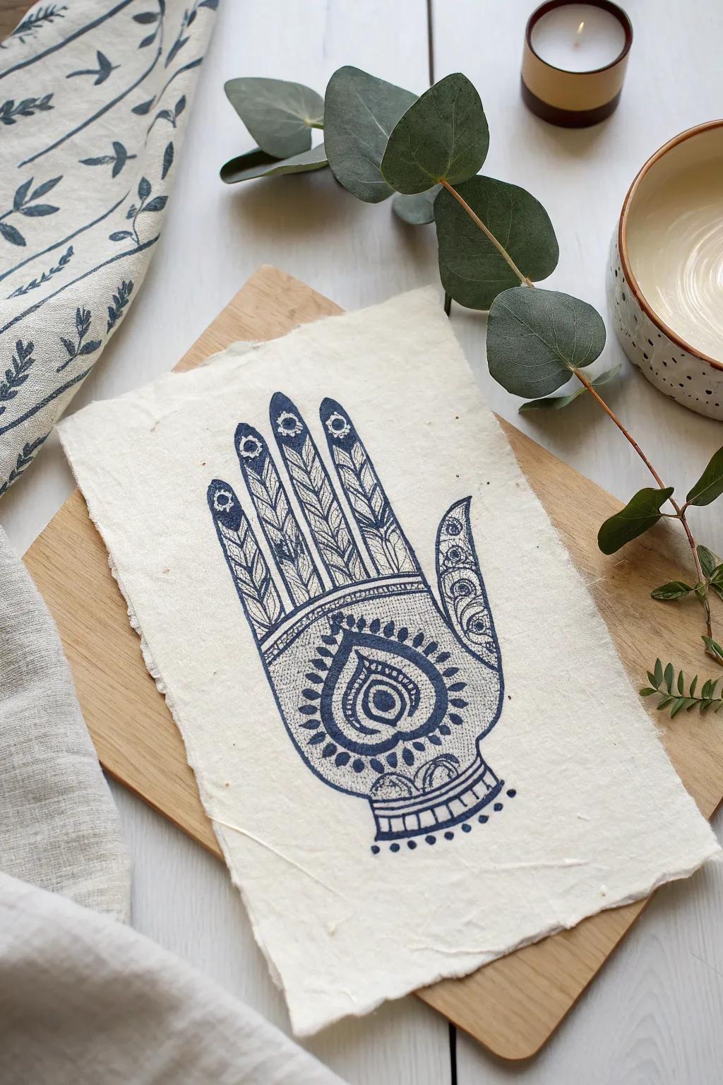 Celebrate Diwali with a personal touch: create stunning henna handprint art that blends tradition with modern minimalist aesthetics.