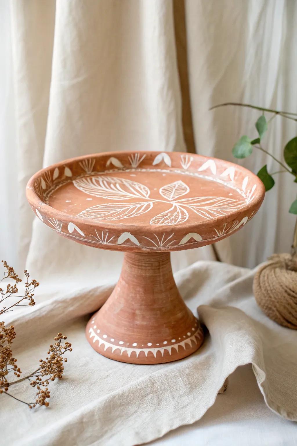 Elevate your dessert display with this stunning DIY paper mache cake stand, where minimalist elegance meets bohemian flair.