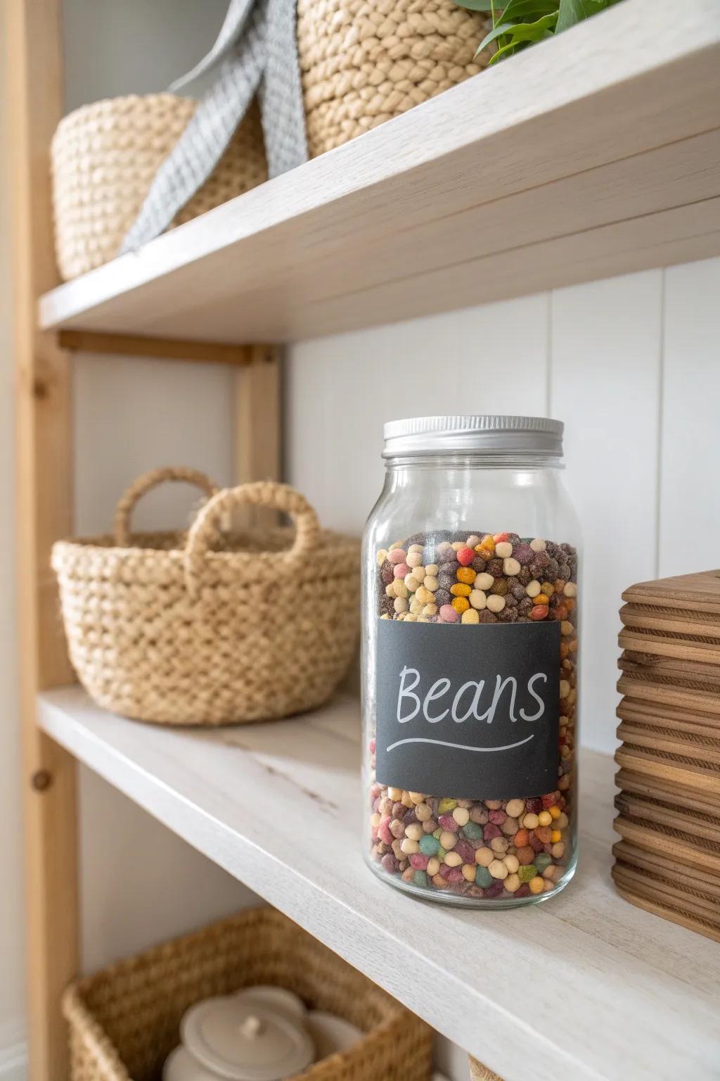 Elevate your pantry game with stylish labels—simplicity meets vibrant organization.