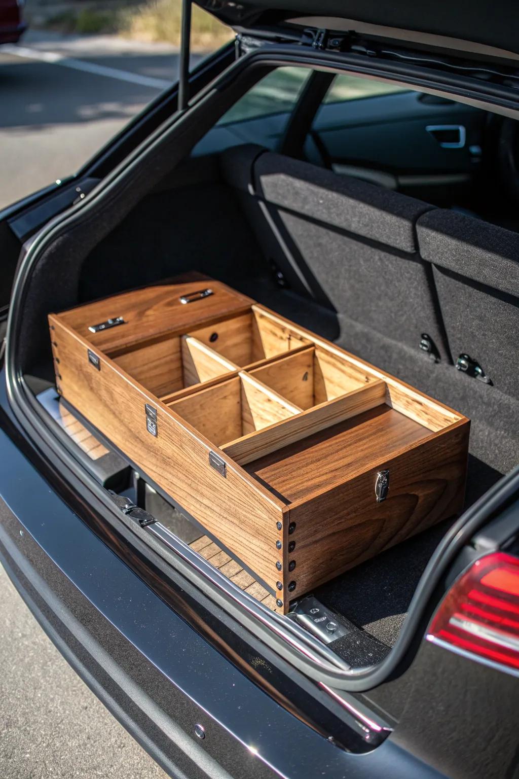 Elevate your trunk organization with this handcrafted cargo box, designed for the modern craftsman.