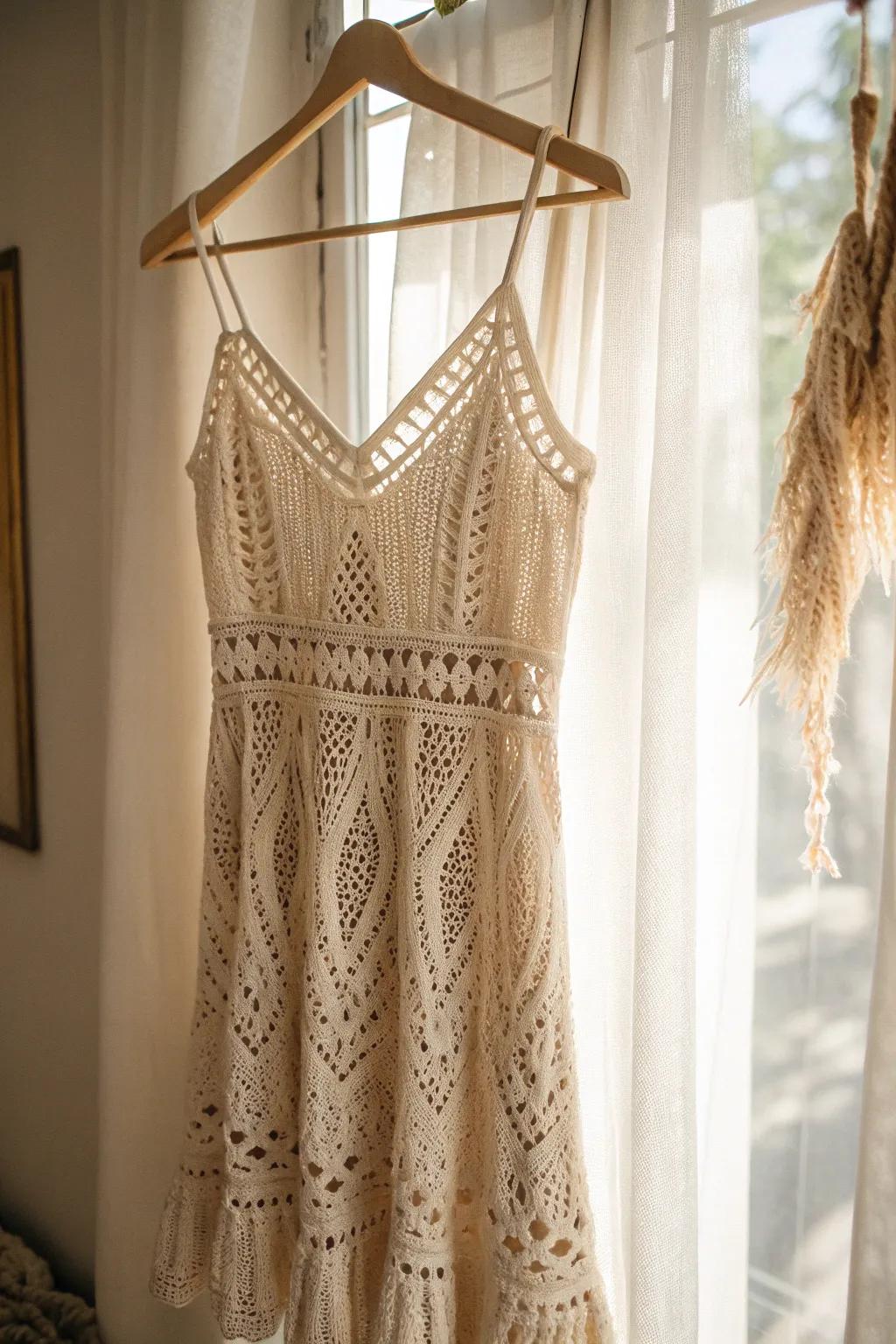 Embrace bohemian elegance with this handcrafted crochet festival dress.