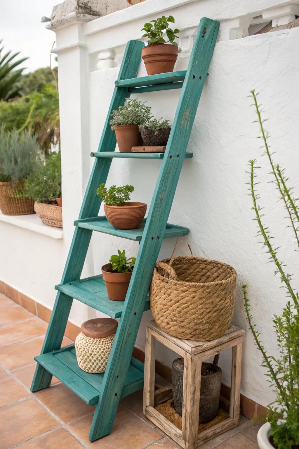 Elevate your space with this chic DIY ladder shelf—where Scandinavian simplicity meets Boho charm!
