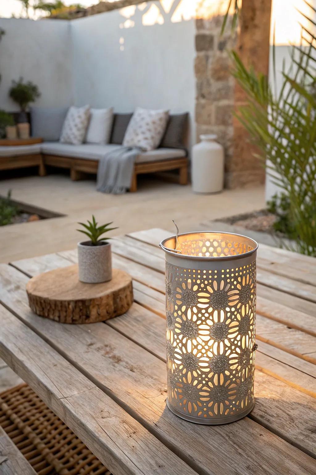 Illuminate your evenings with a handcrafted tin can lantern, blending minimalist elegance with a Boho flair.