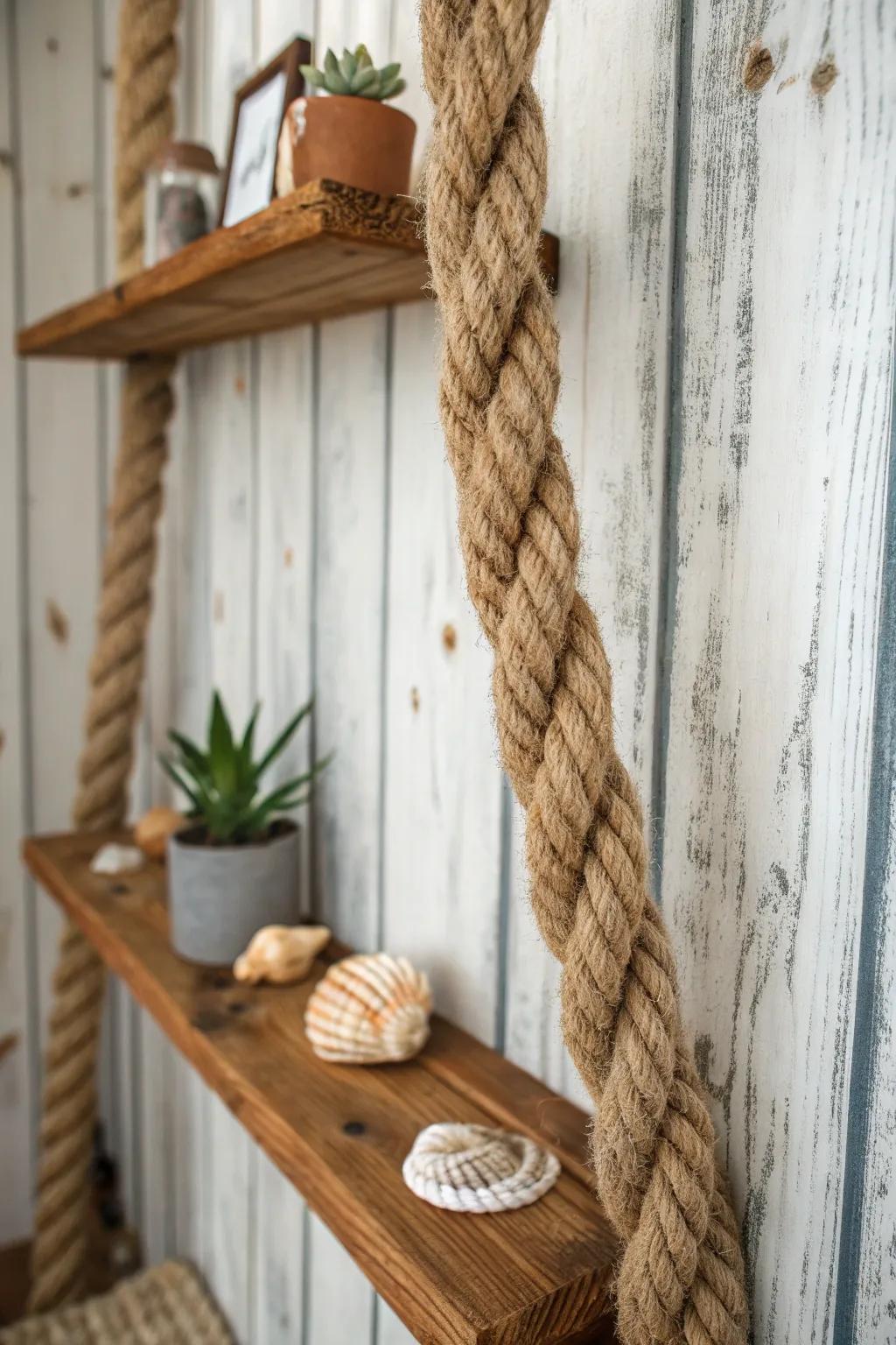Elevate your space with rustic charm: Discover the art of rope shelf brackets.