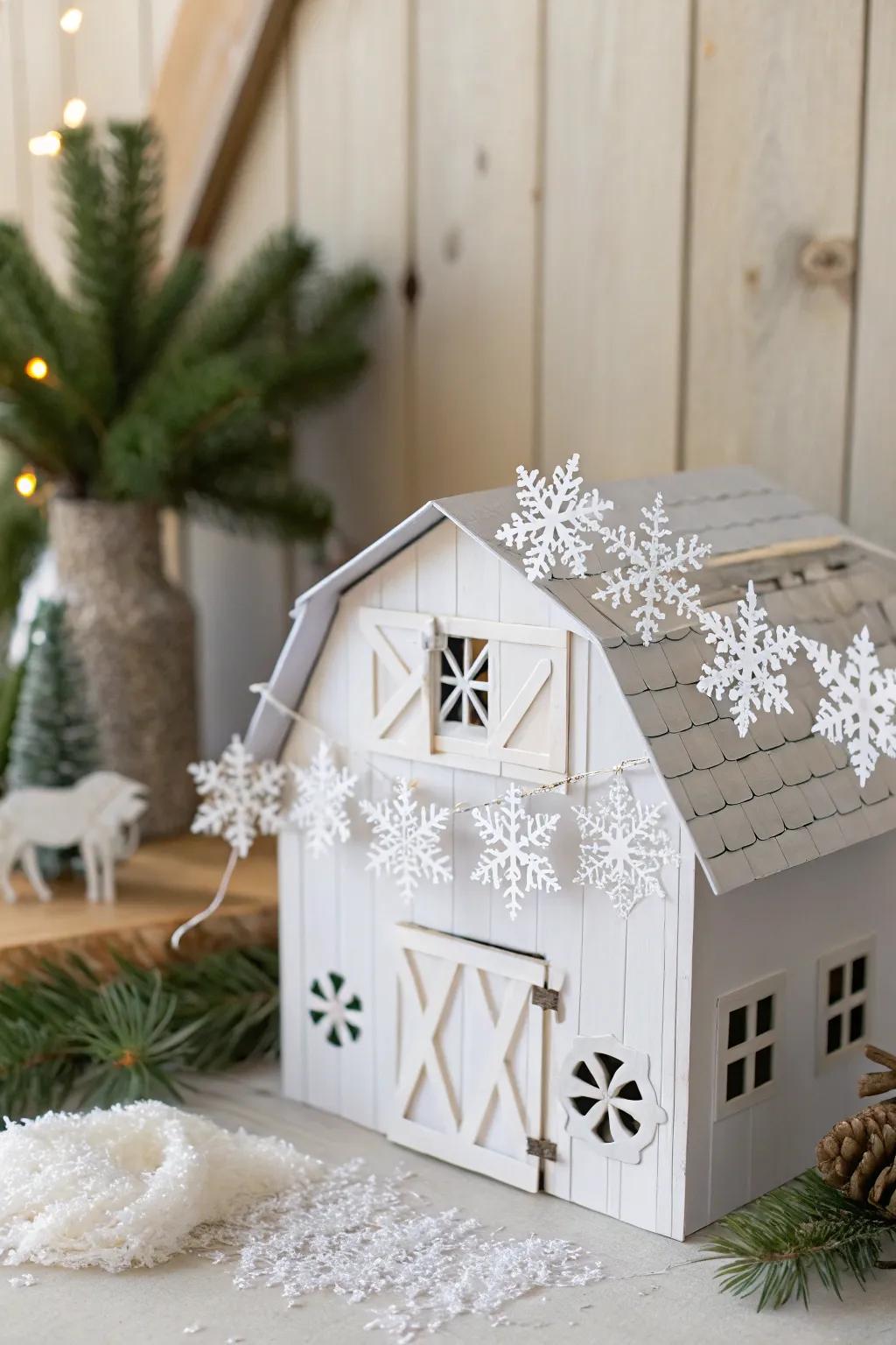 Transform your Schleich barn with seasonal charm! ✨🌿 Bring a touch of winter magic with a delicate snowflake garland.