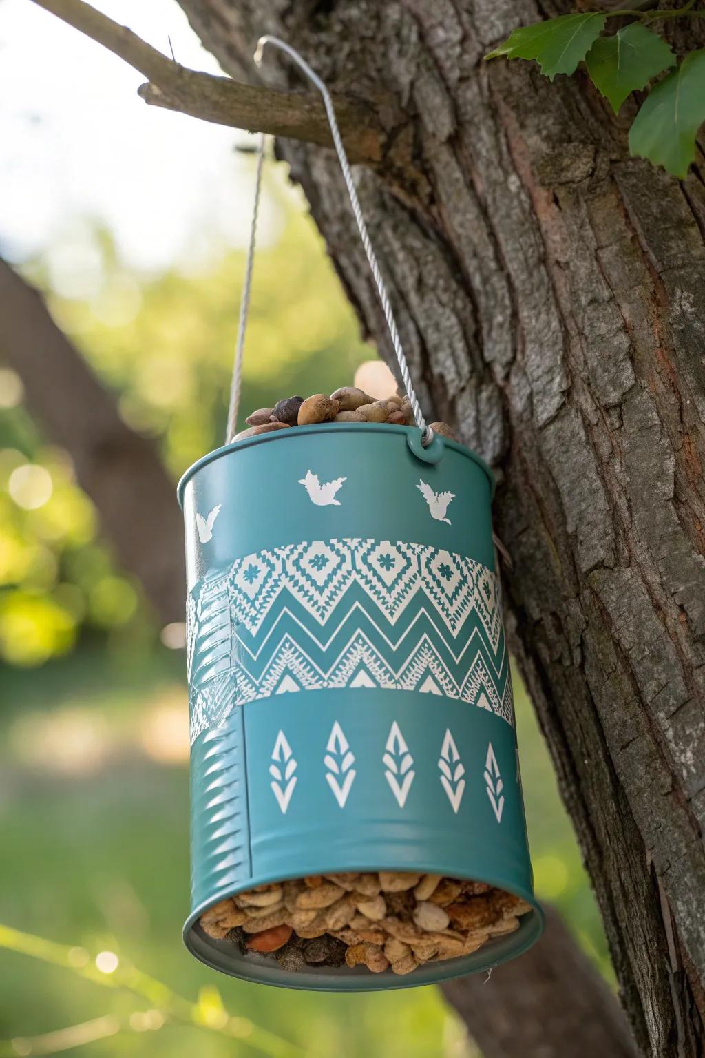 Transform a tin can into a charming squirrel feeder, blending sustainability with style!