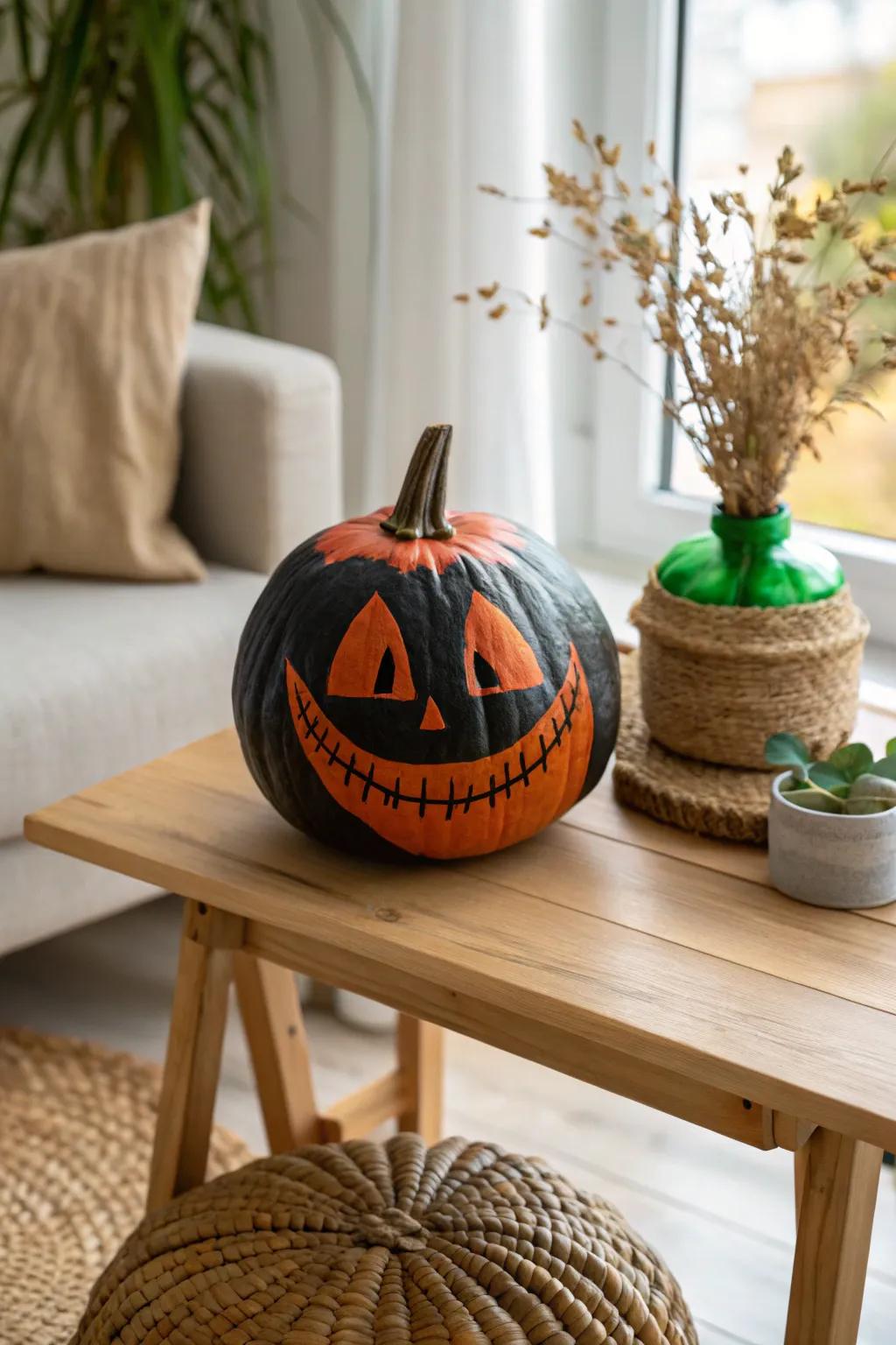 Elevate your Halloween decor with a minimalist twist on the classic jack-o'-lantern. 🎃✨ #CreativePumpkins #ScandiBoho