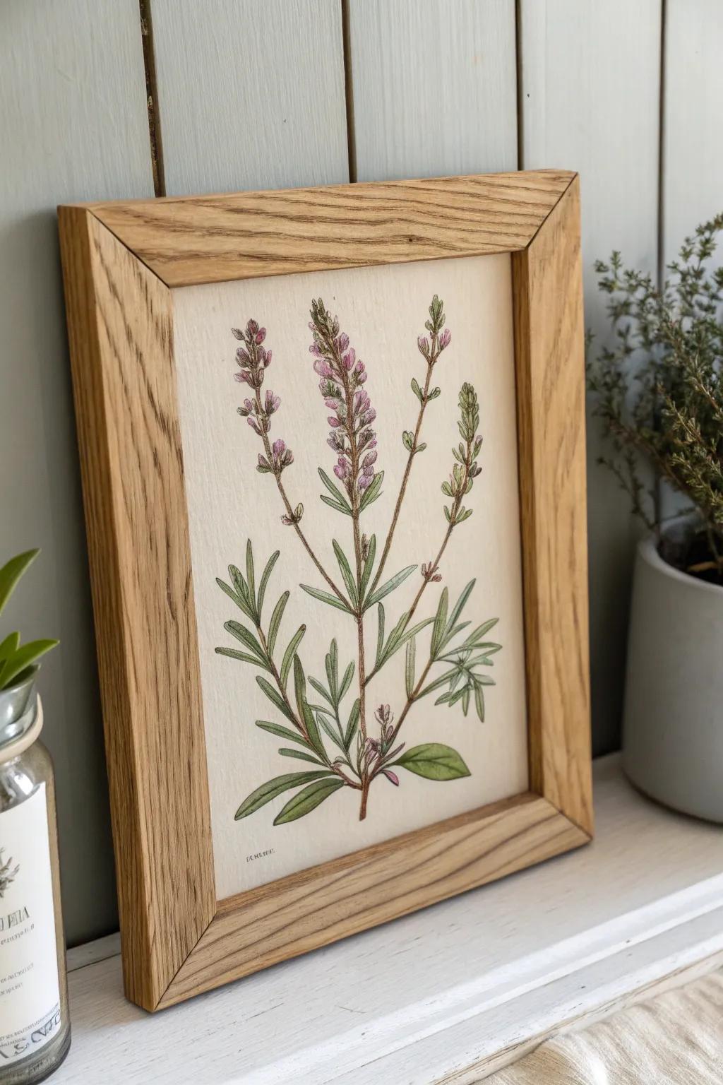 Add a timeless touch to your kitchen with vintage botanical art that marries classic design with modern simplicity.