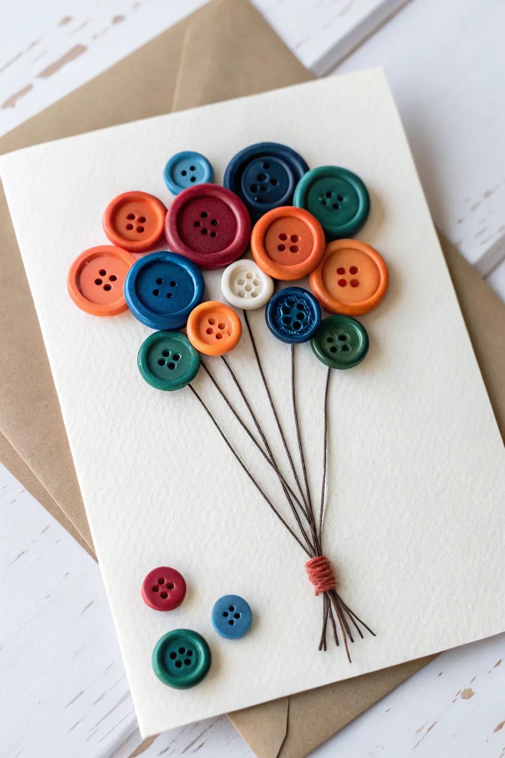 Craft a heartfelt Father's Day card with a unique button bouquet for a simple yet striking gesture.