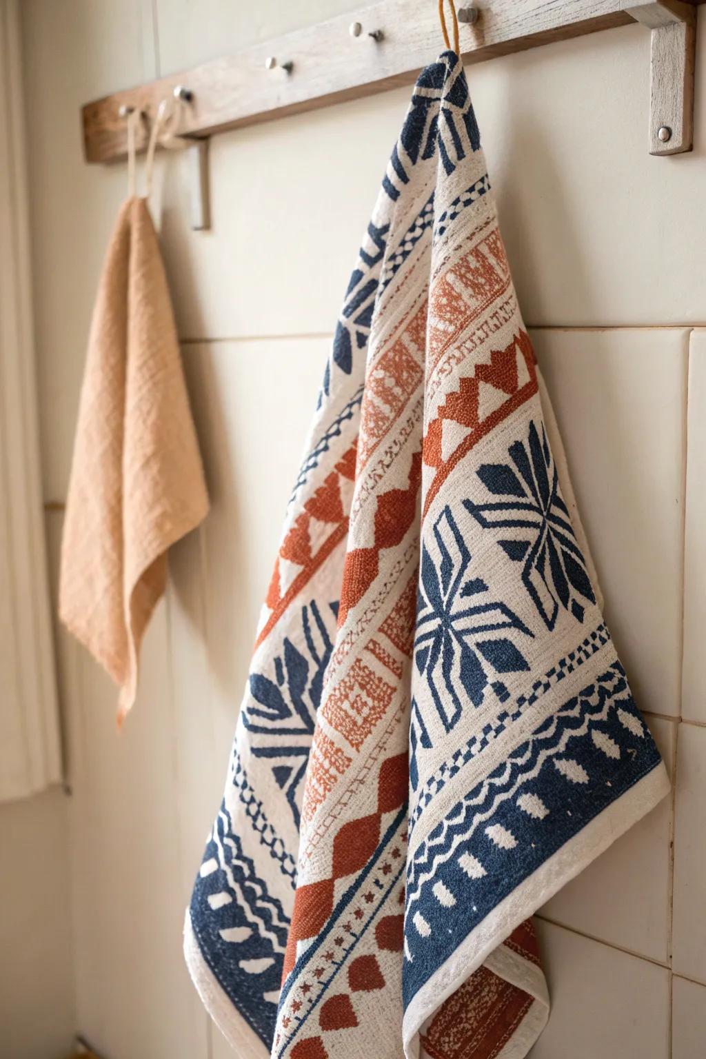 Transform your kitchen with artisan foam-printed towels - a perfect blend of simplicity and bold design.