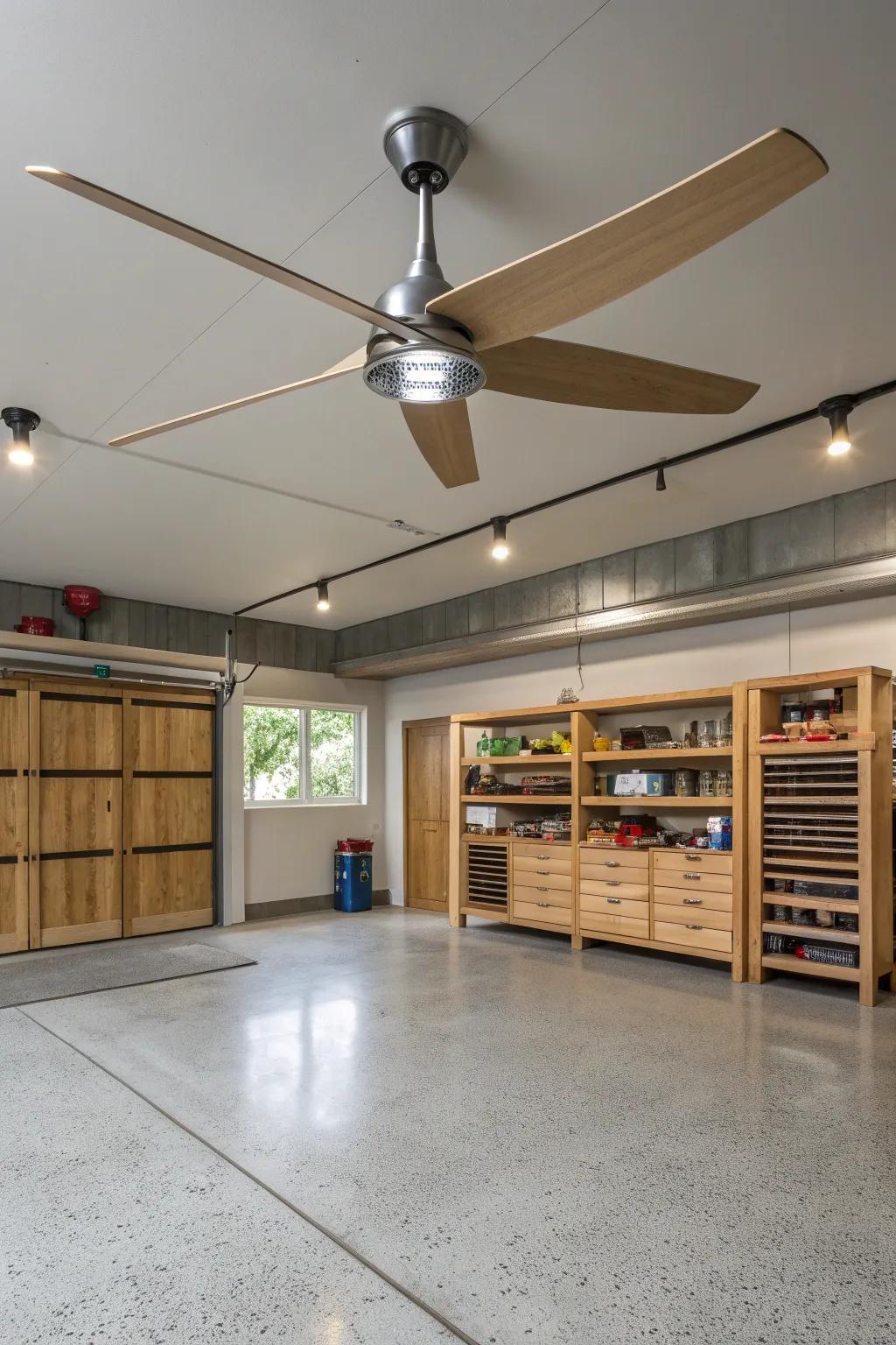 Stay cool and eco-friendly with this stylish energy-efficient garage fan.