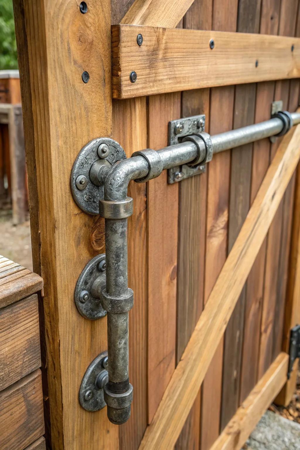 Elevate your gate with an industrial chic pipe latch, where rugged meets refined craftsmanship.