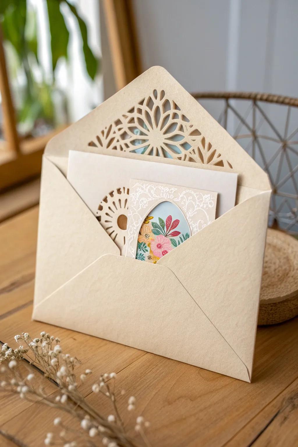 Elevate your gift-giving with a peek-a-boo envelope that teases the surprise inside!