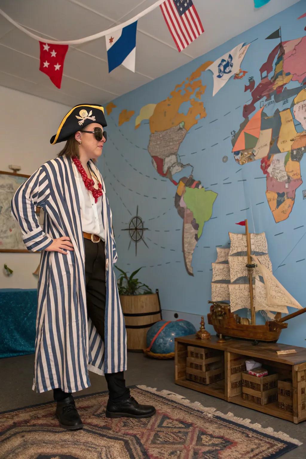 Set sail in style with a charming pirate robe.