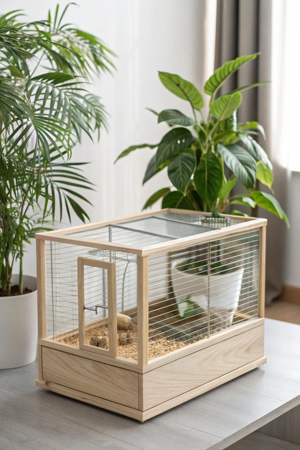 Elevate your hamster's home with a touch of green 🌿—where minimalist design meets natural beauty.
