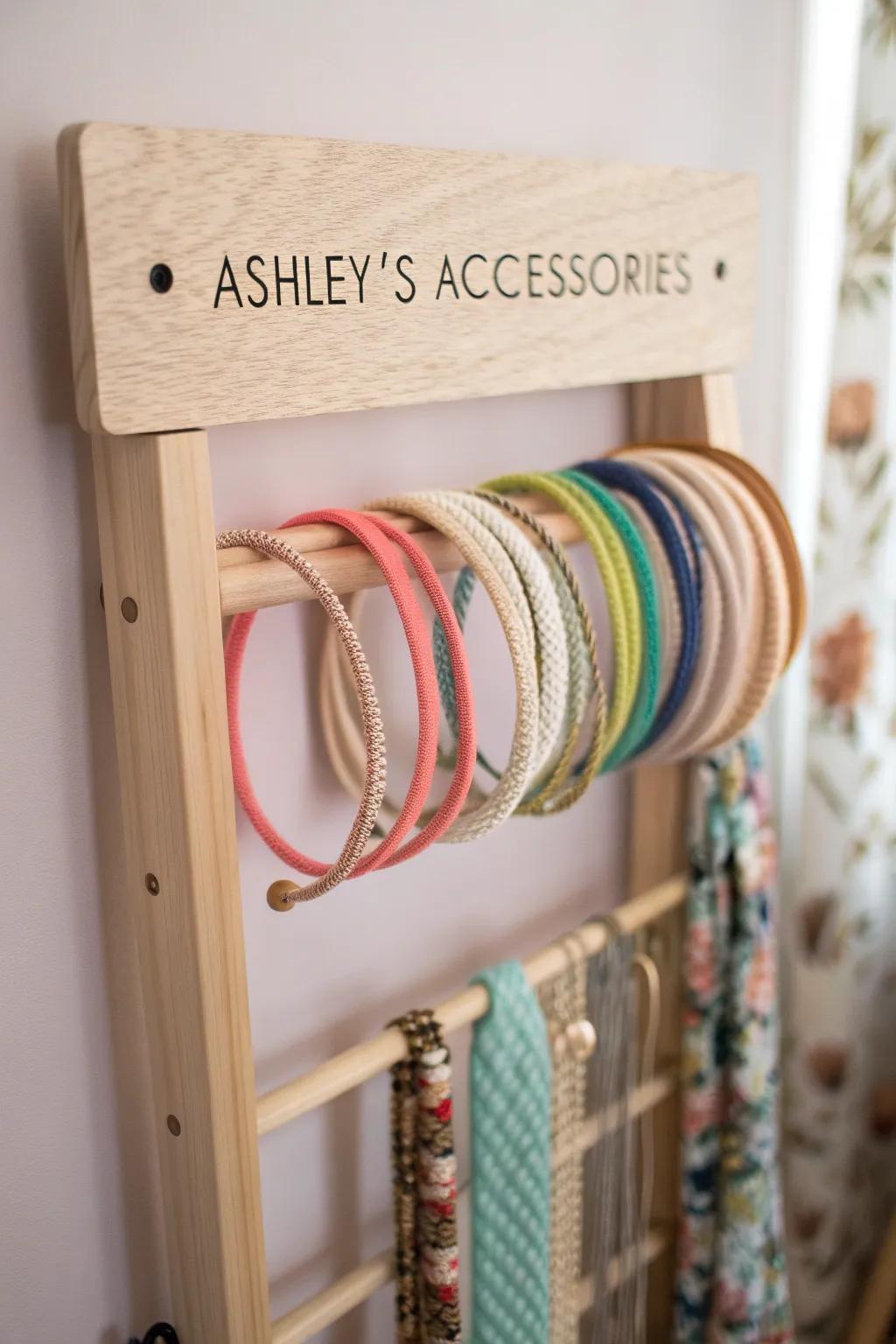 Transform your space with a personalized touch—meet Ashley's Accessories rack for effortlessly chic organization.