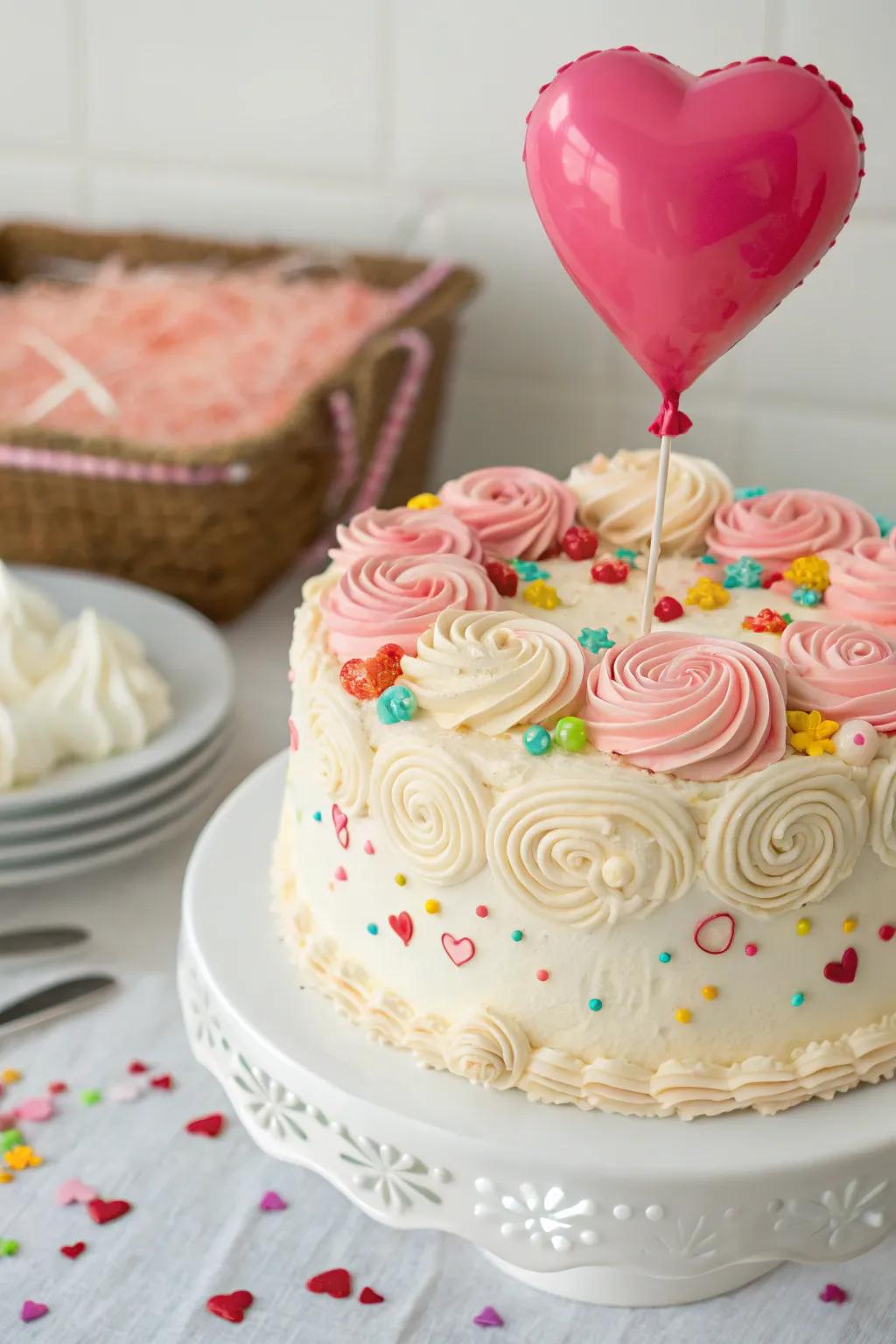 A show-stopping heart balloon cake topper.