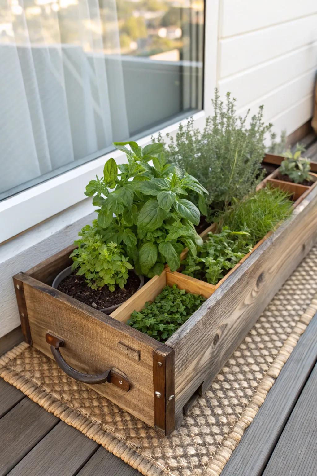 Transform your garden with a touch of creativity: repurposed drawer herb planters that blend simplicity and bold aesthetics.