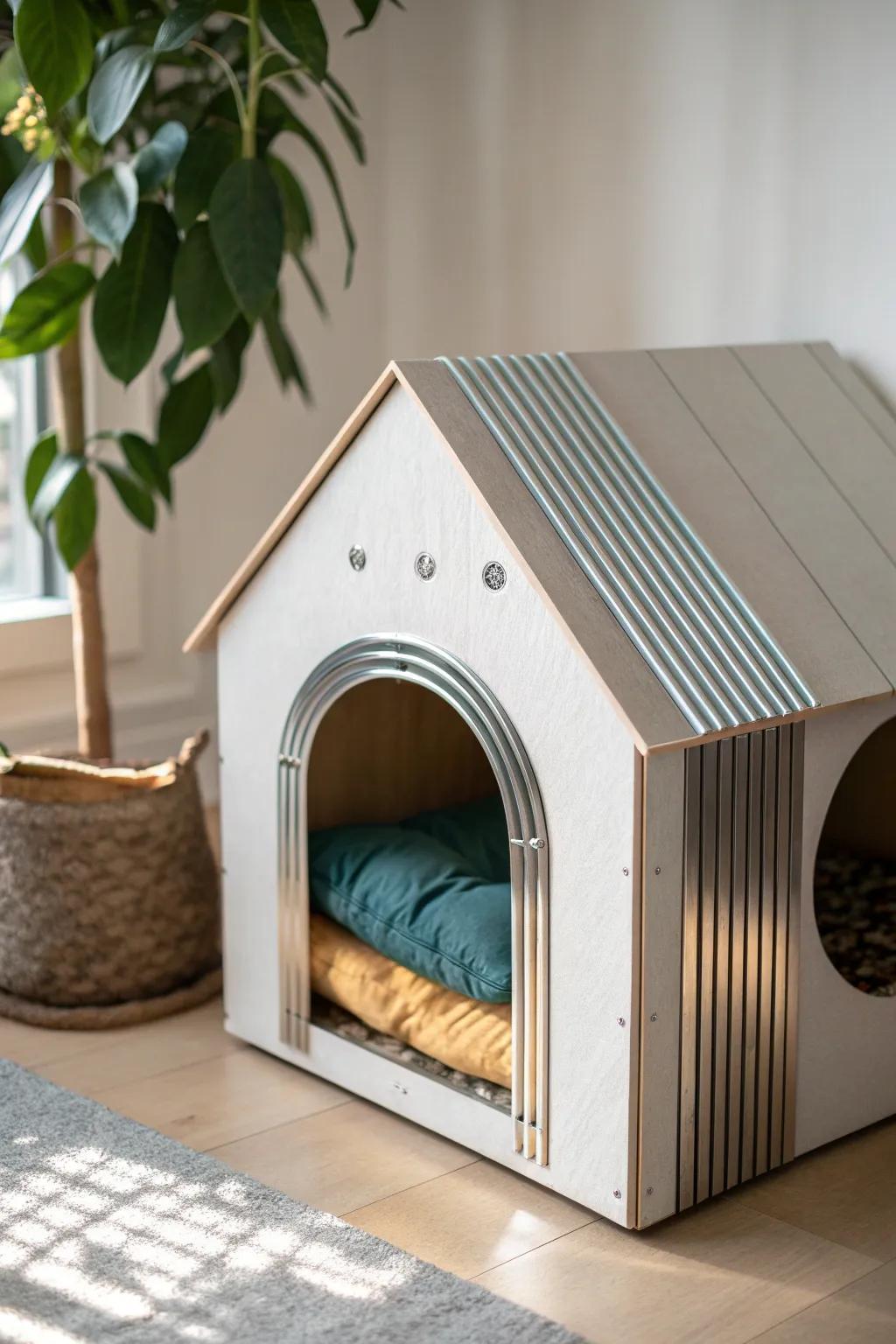 Transform your feline's space into a chic urban loft with this minimalist cardboard cat house.