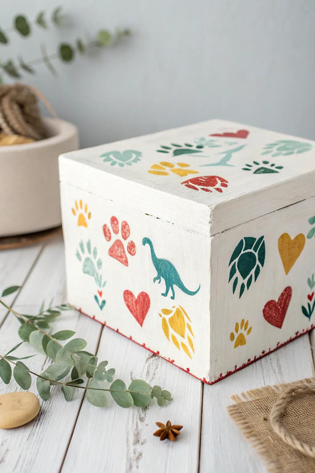 Follow the vibrant dino tracks to discover a charming valentine surprise!