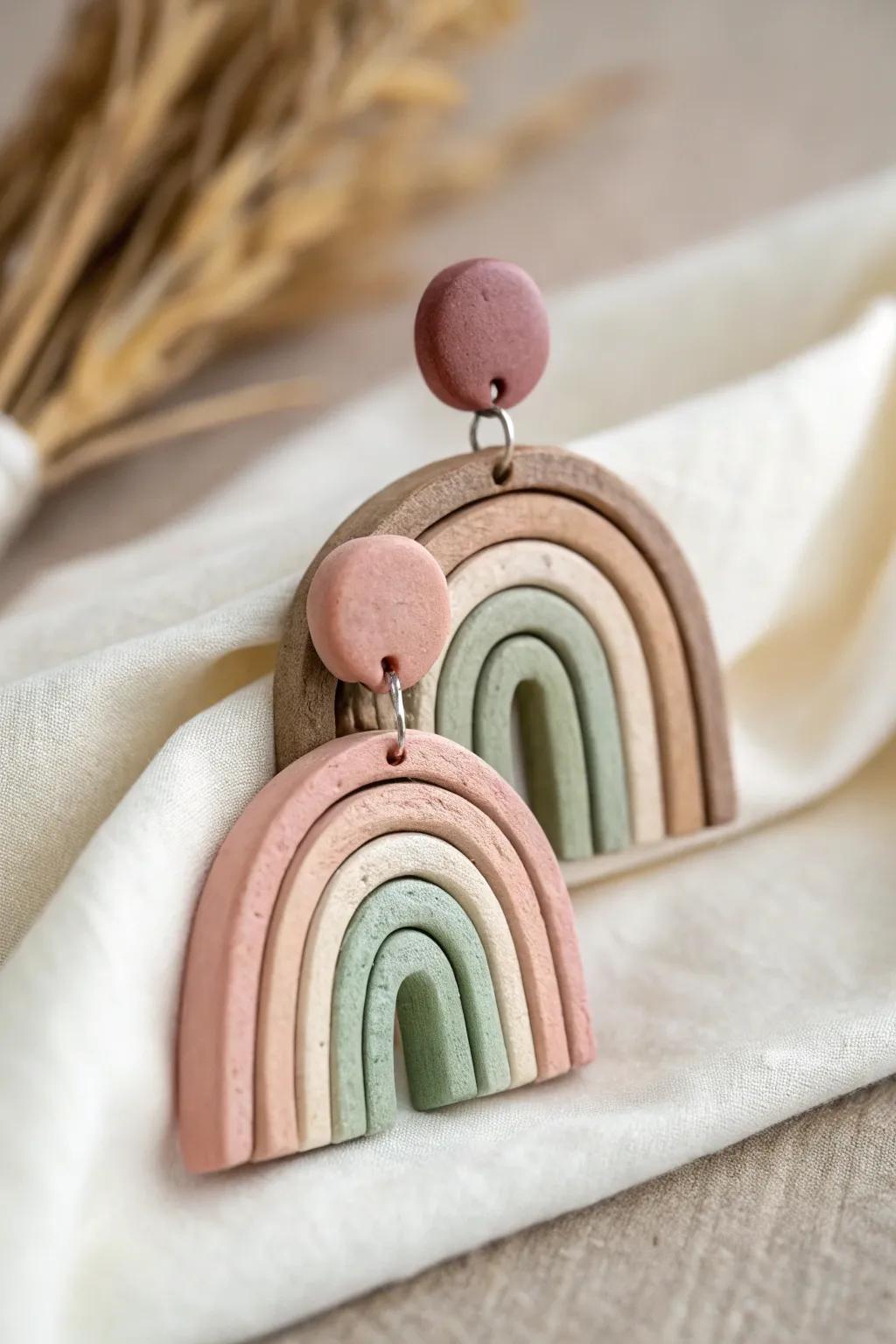 Elevate your style with the elegance of layered arches. Discover the beauty of handcrafted clay earrings.