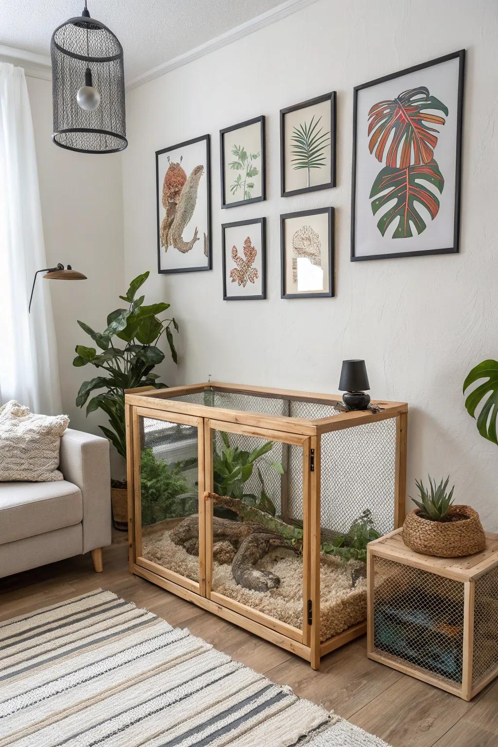 Transform your iguana's home into an artful centerpiece with a touch of Scandinavian elegance.