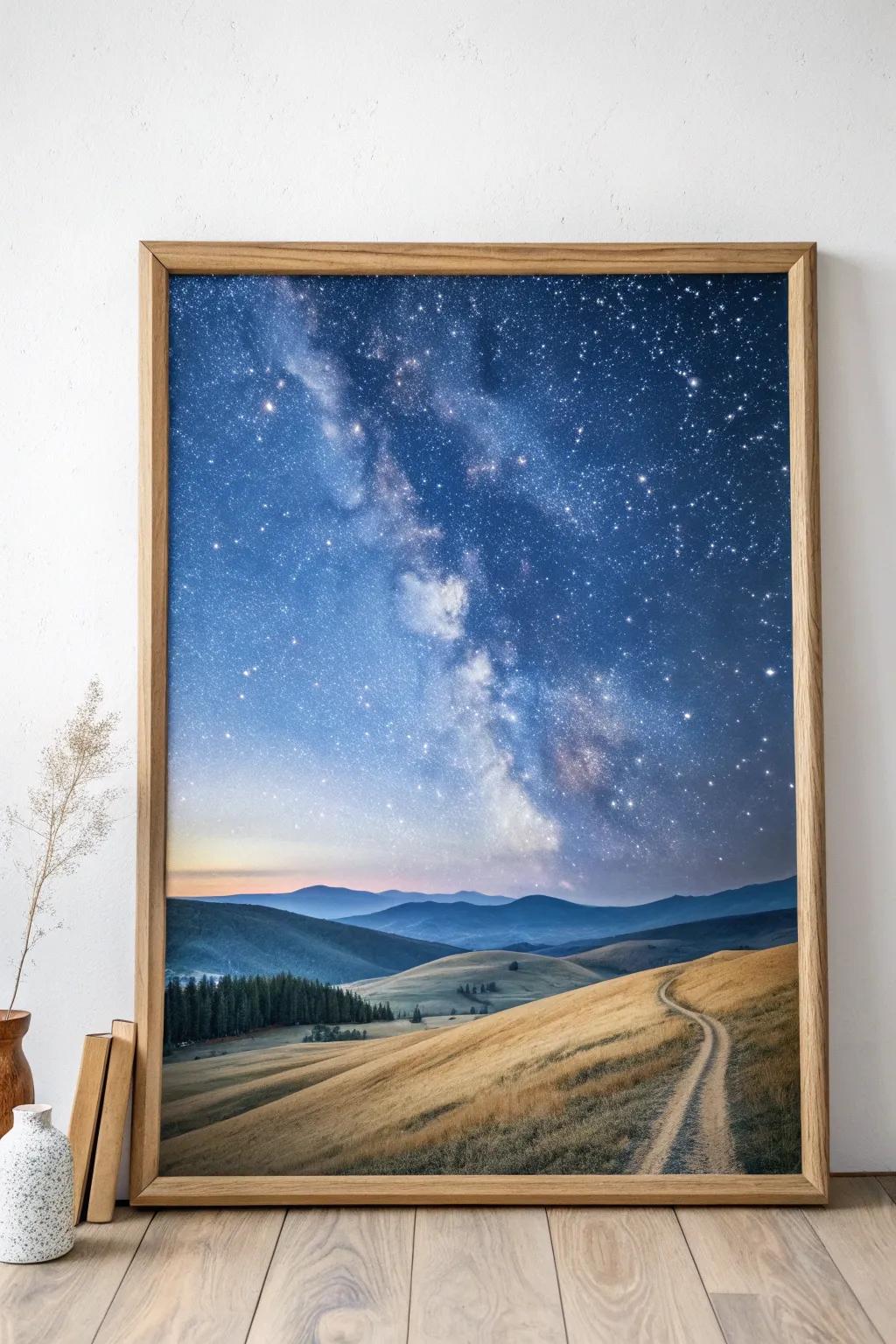 Capture the magic of a starry night with minimalist elegance and boho charm.