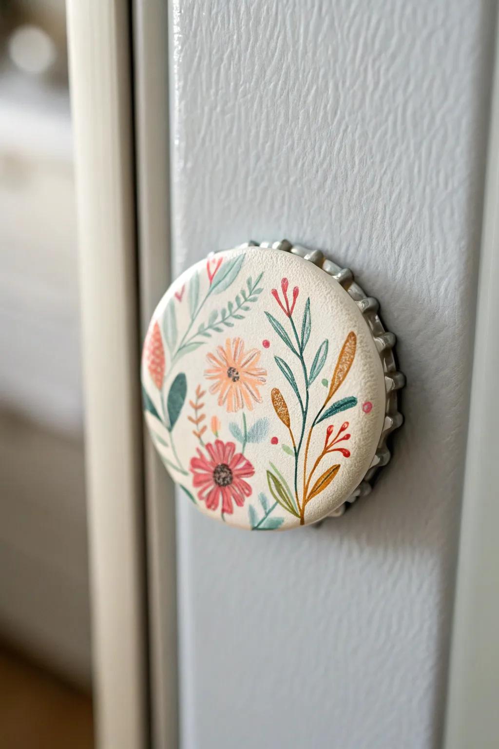 Transform everyday bottle caps into delightful fridge magnets that add a touch of whimsy and charm to your home.