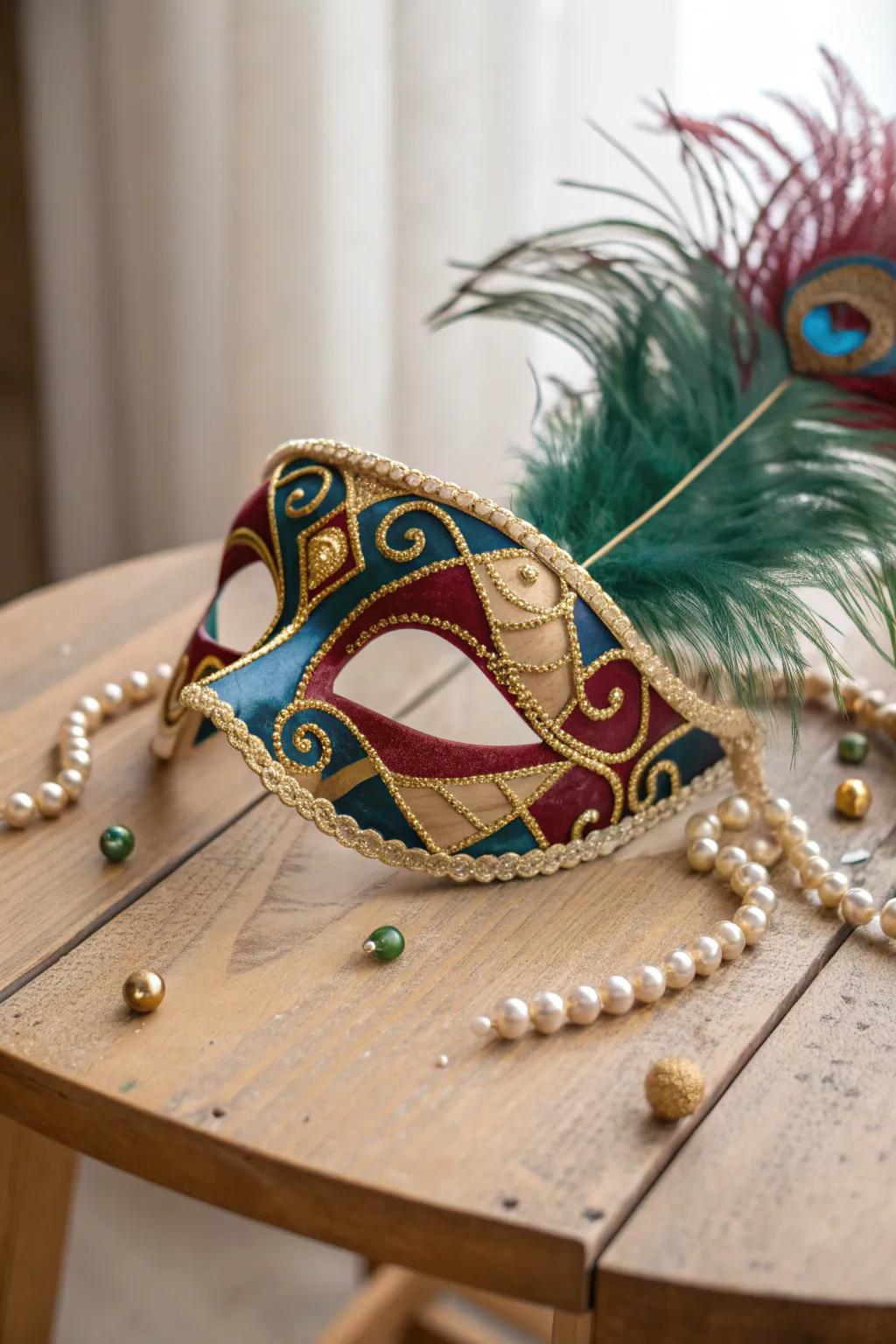 Discover the world through the art of mask-making: Venetian-inspired Mardi Gras mask with a minimalist and boho twist.