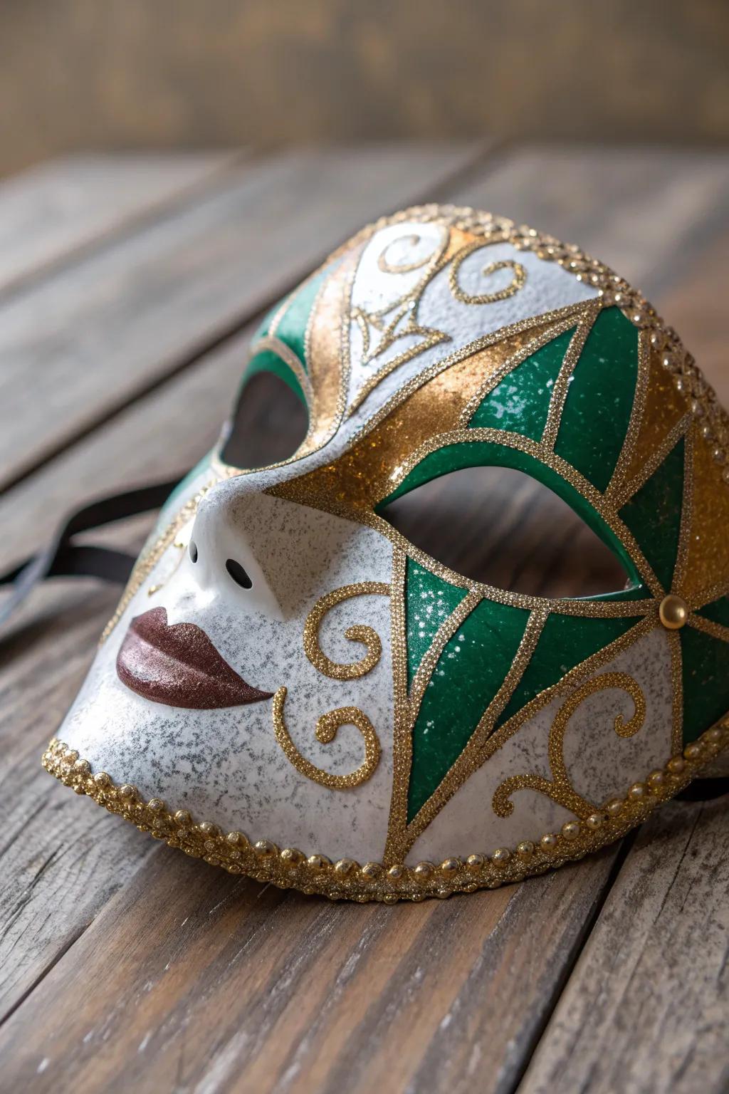 Illuminate your Mardi Gras with this Metallic Marvel – a perfect blend of minimalist design and bold elegance.