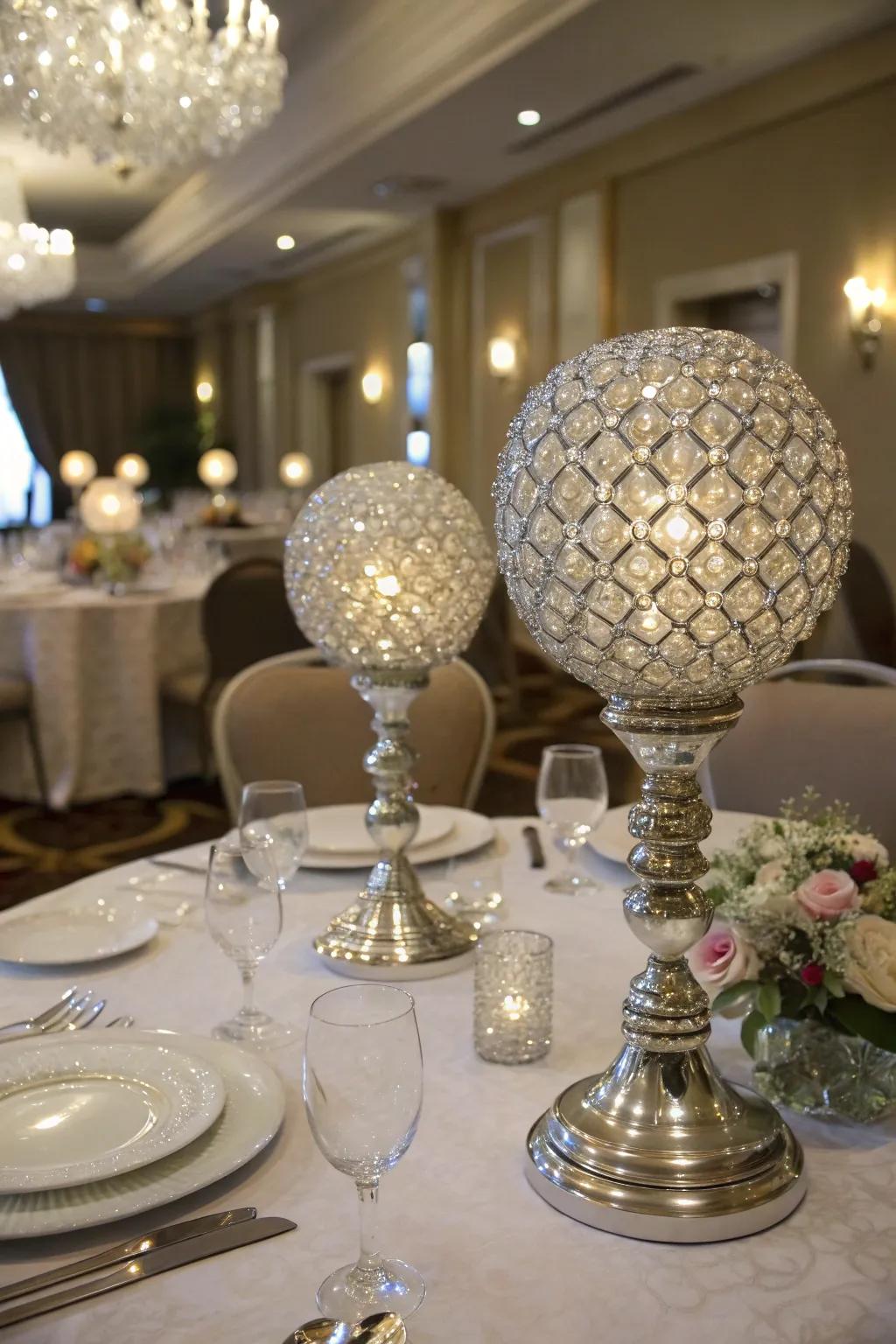 Crystal globes add a touch of sophistication and light.
