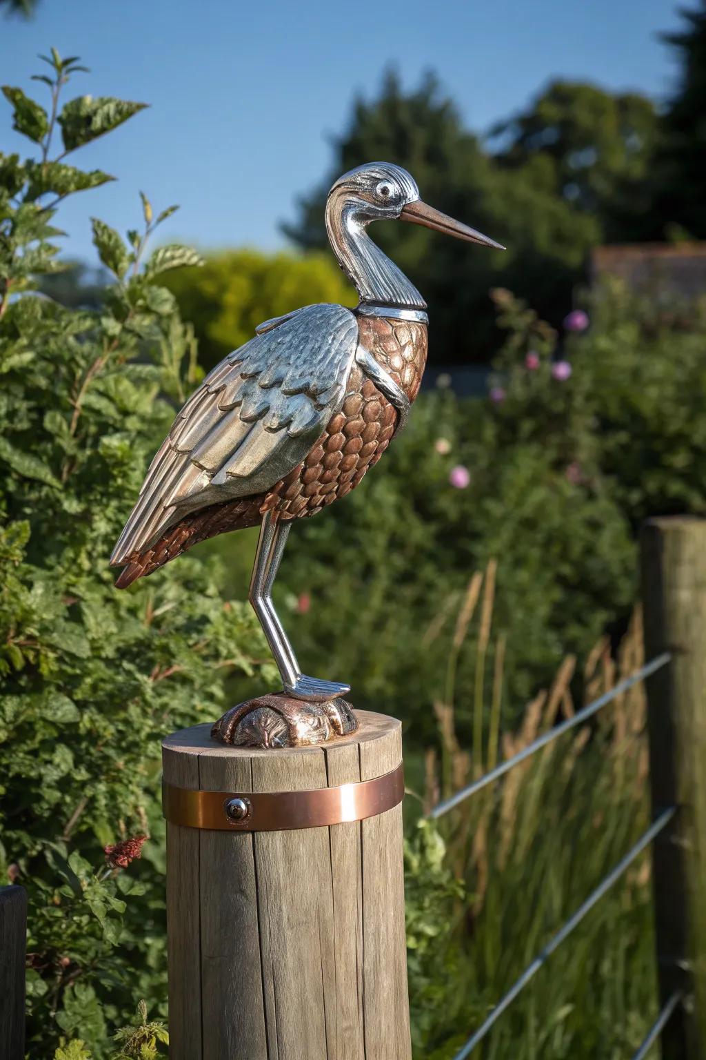 Transforming Metal into Whimsy: A Handmade Bird Sculpture to Elevate Your Garden's Charm.