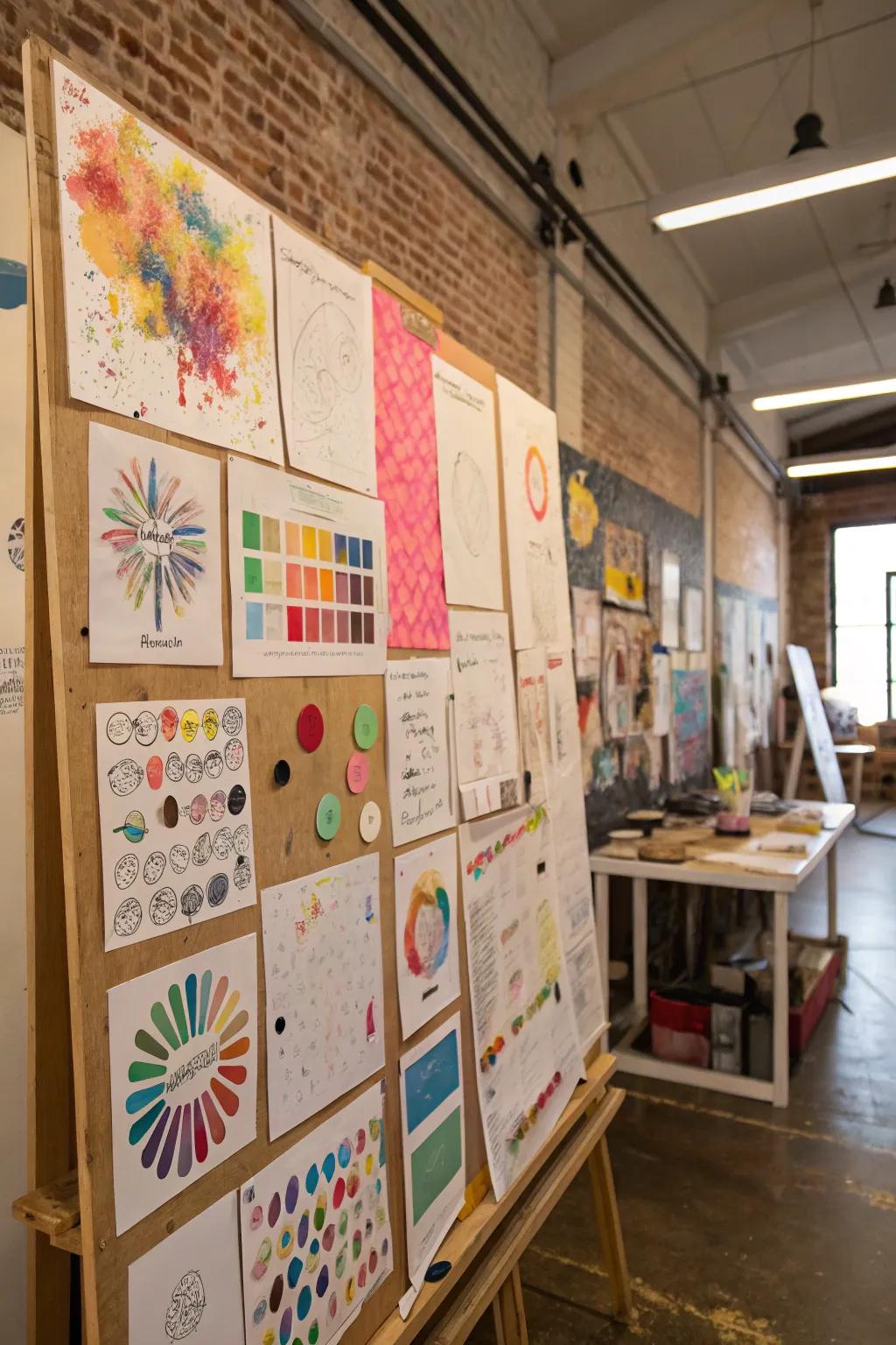 Artistic bulletin boards inspire creativity and visual interest.