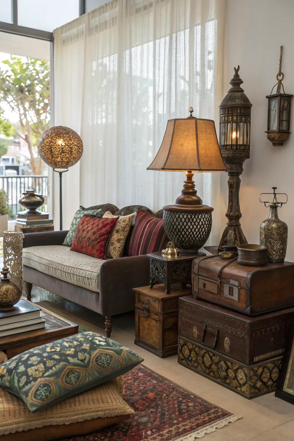 Eclectic styles bring dynamic energy to the space.